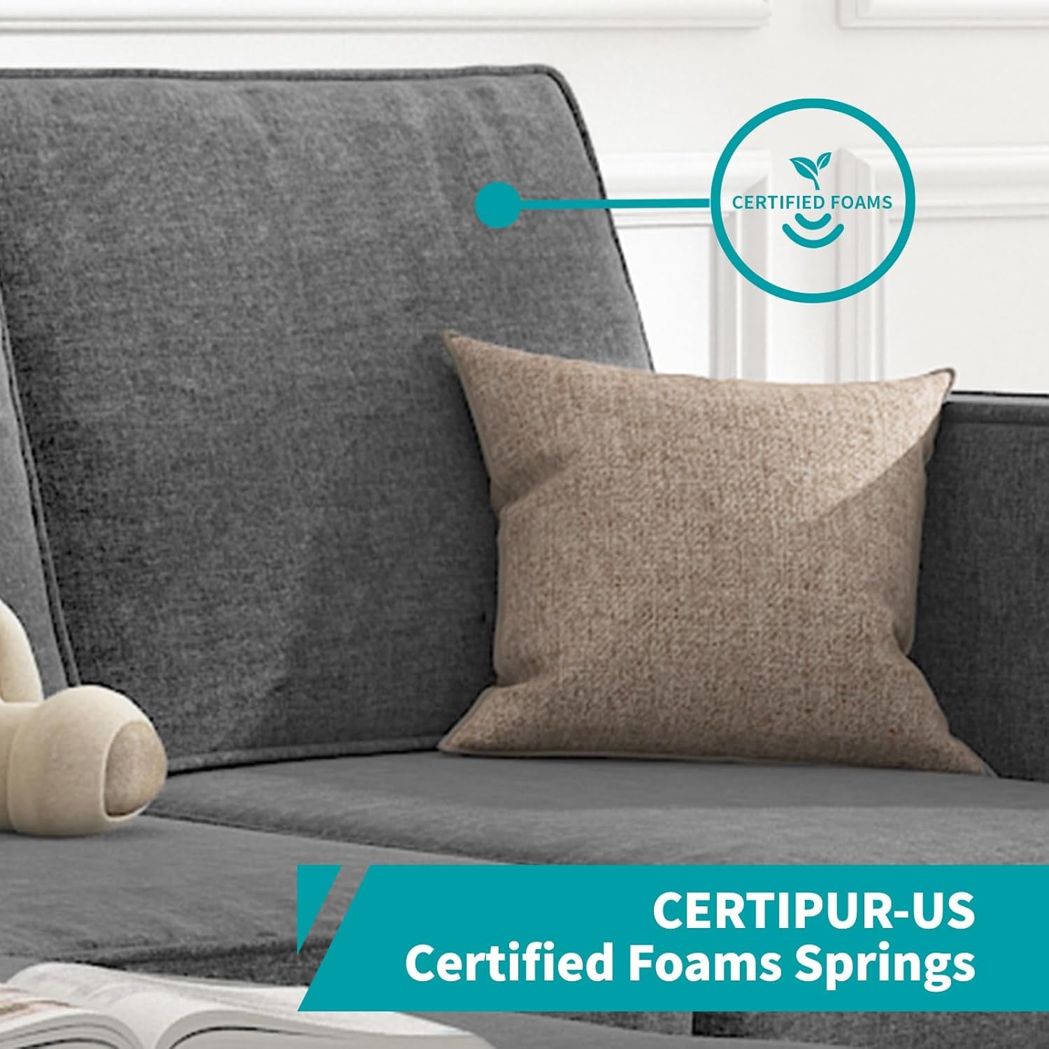 Sectional Sofa with Movable Storage Ottoman, L Shaped Couch with Side Pockets/Modern Sofas/Easy Assembly/Free Combination - Dark Grey-3