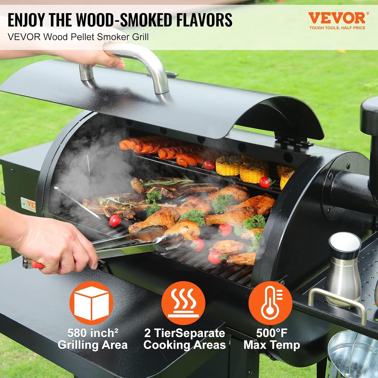 Portable Wood Pellet Grill With Cart 580 Sq In Cook Area