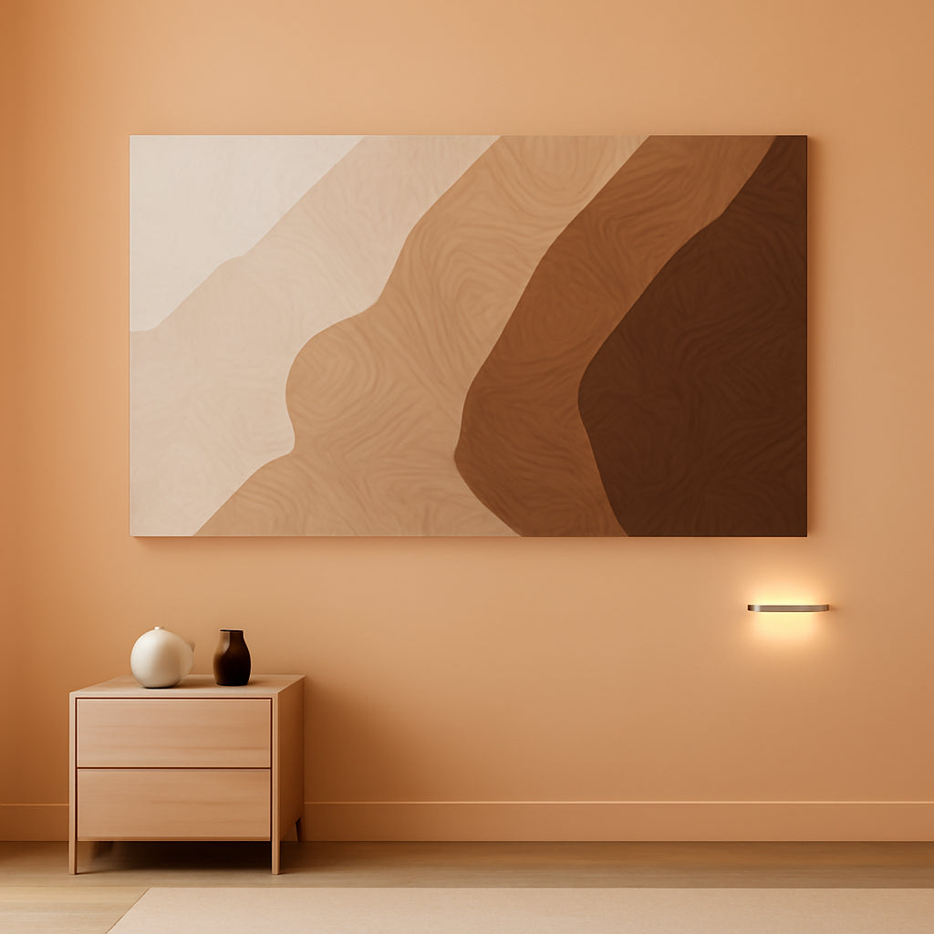 White Brown Monochromatic Canvas Wall Art 29x58 Inches-0