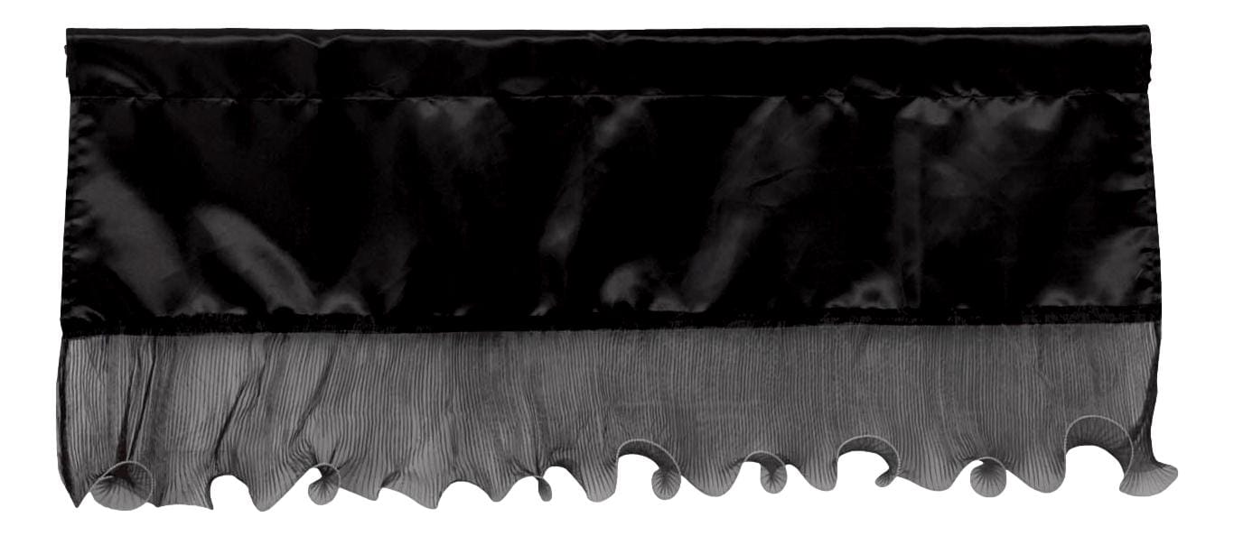Tache Satin Ruffle Window Curtain Tailored Black 18x52" Valance (1622)-1