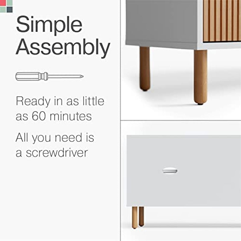 Fluted TV Stand with Storage - 70″ Console-1