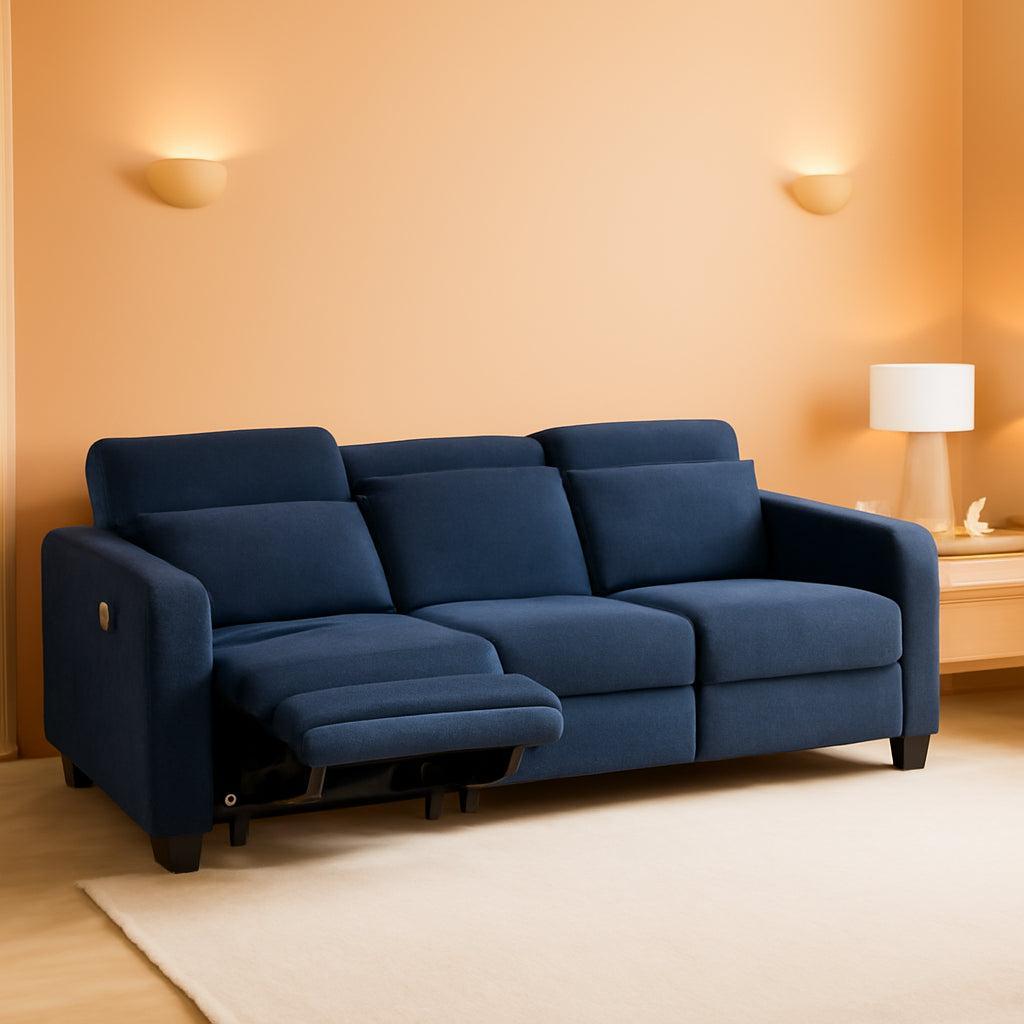 Navy Blue Zero Wall Hugger Power Reclining Sofa USB Ports-0