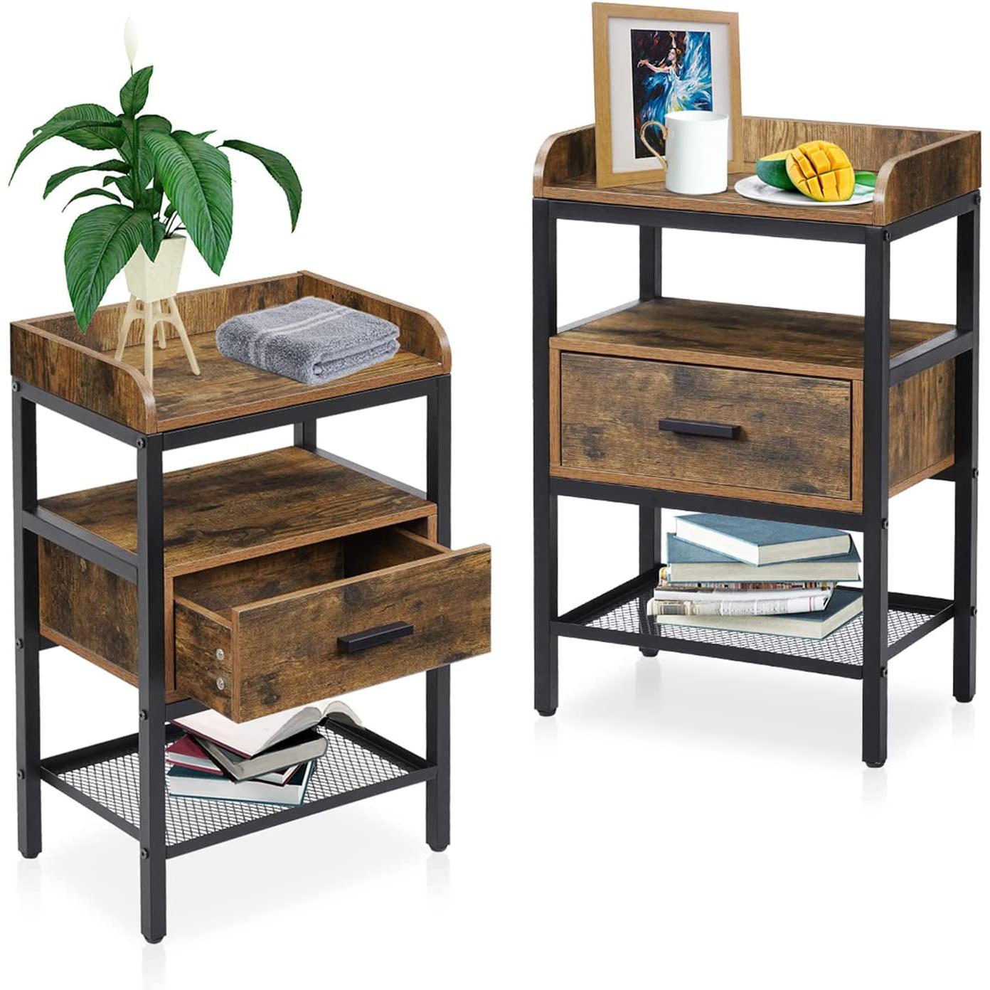 Industrial 3-Tier Nightstand Set-1