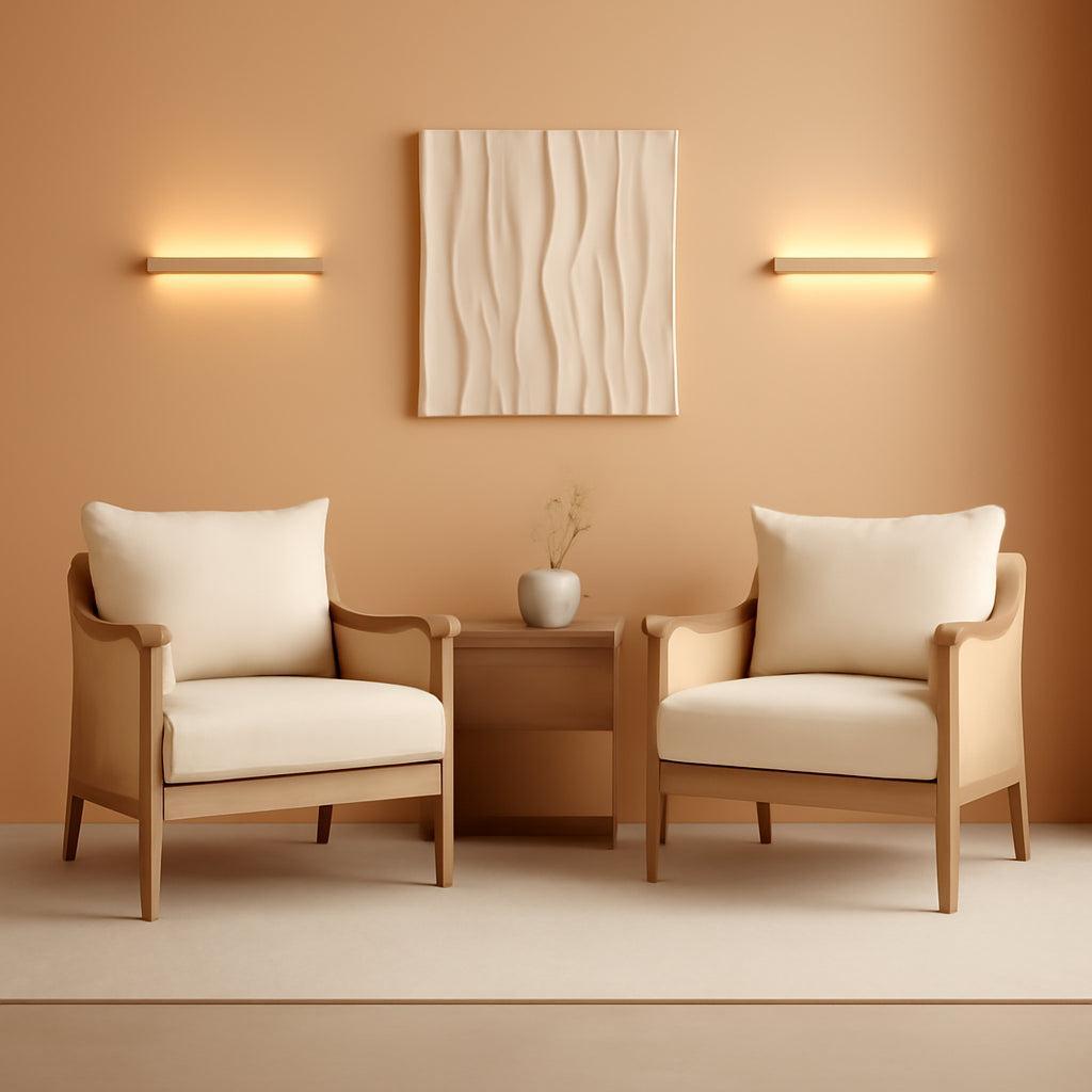 Braid Accent Chair Set of 2 Cream with Solid Wood Armrests-0