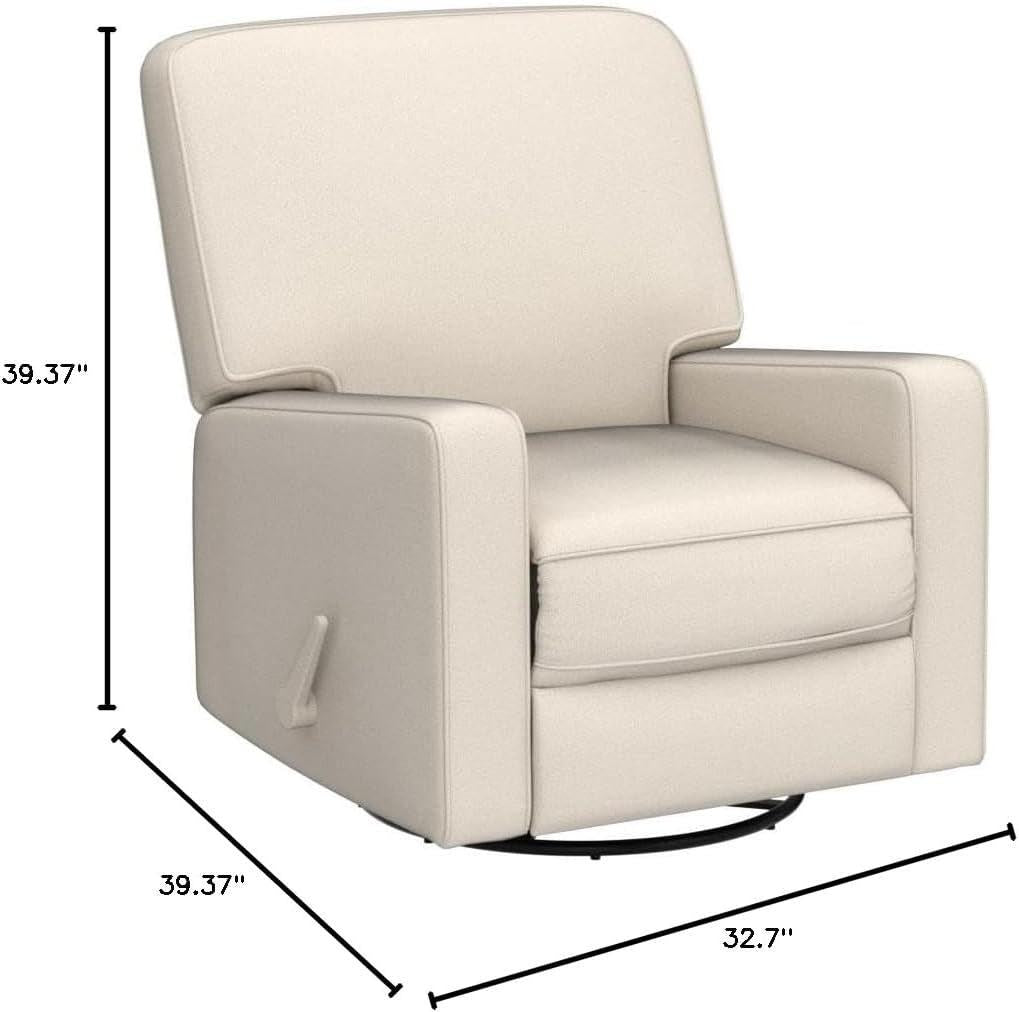 Beige Fabric Swivel Rocker Recliner Armchair DeepSeat-1