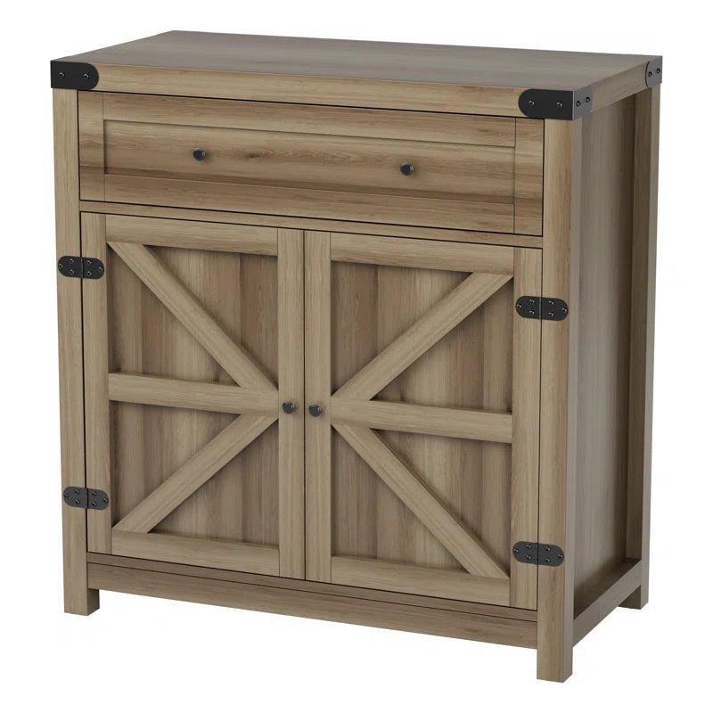 Tall Rustic Two Door Farmhouse Style Cabinet Drawer-2