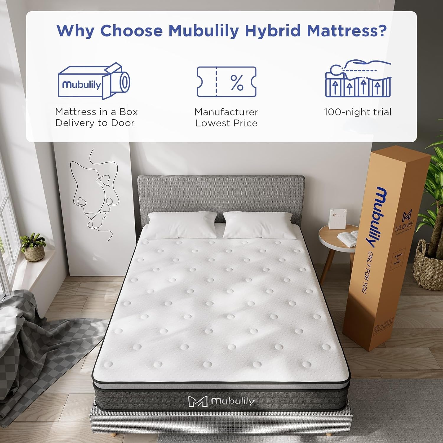 Full Hybrid Mattress 8 Inch Medium Firm Gel Foam-4