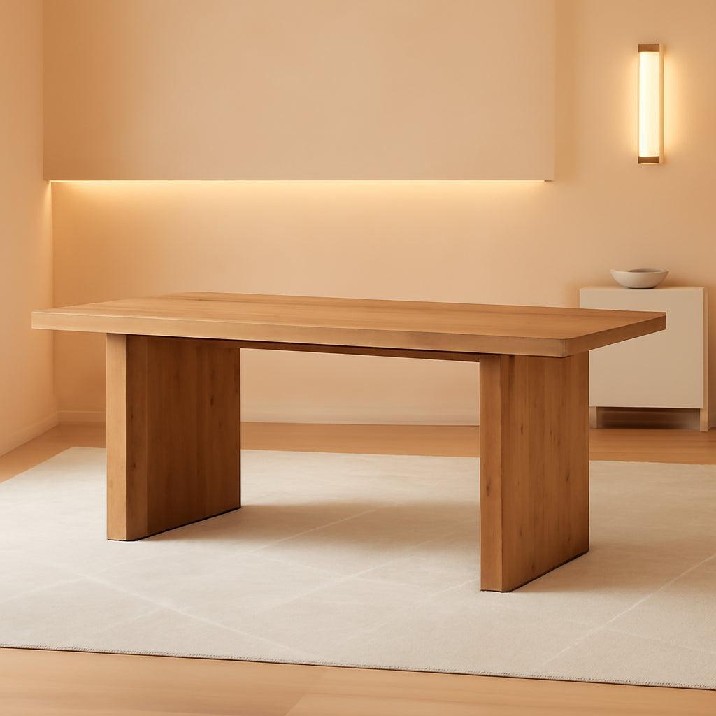 63 Inch Walnut Farmhouse Dining Table-0