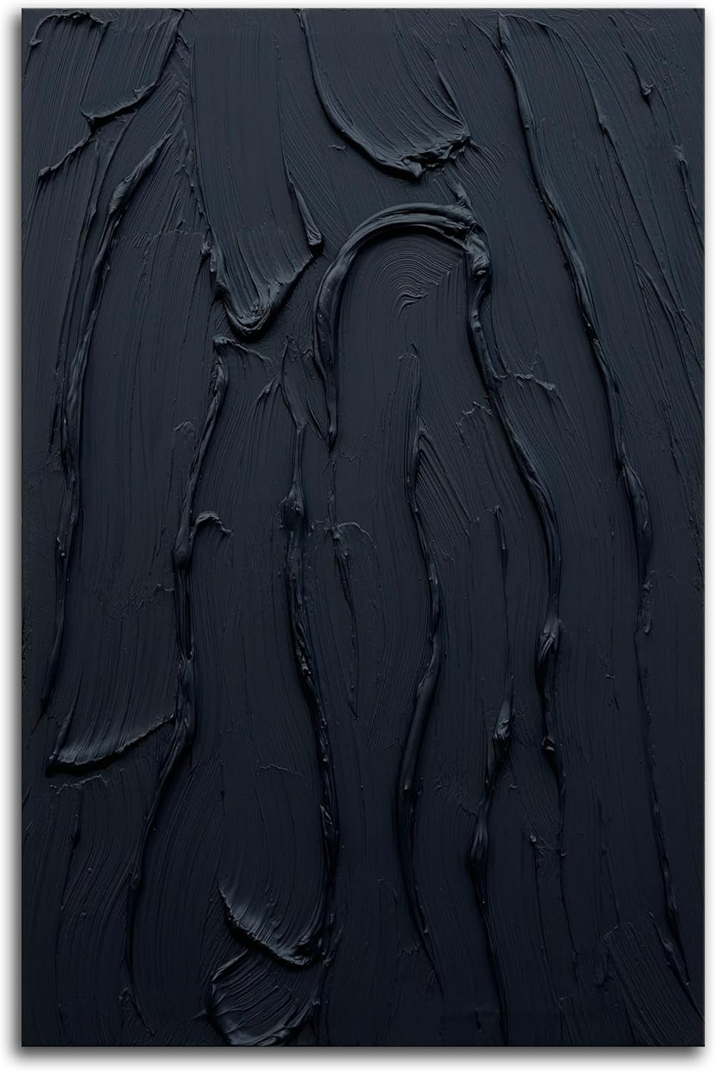 Black Wall Art 24X36 Inches Canvas Thick Textured OilPainting-1