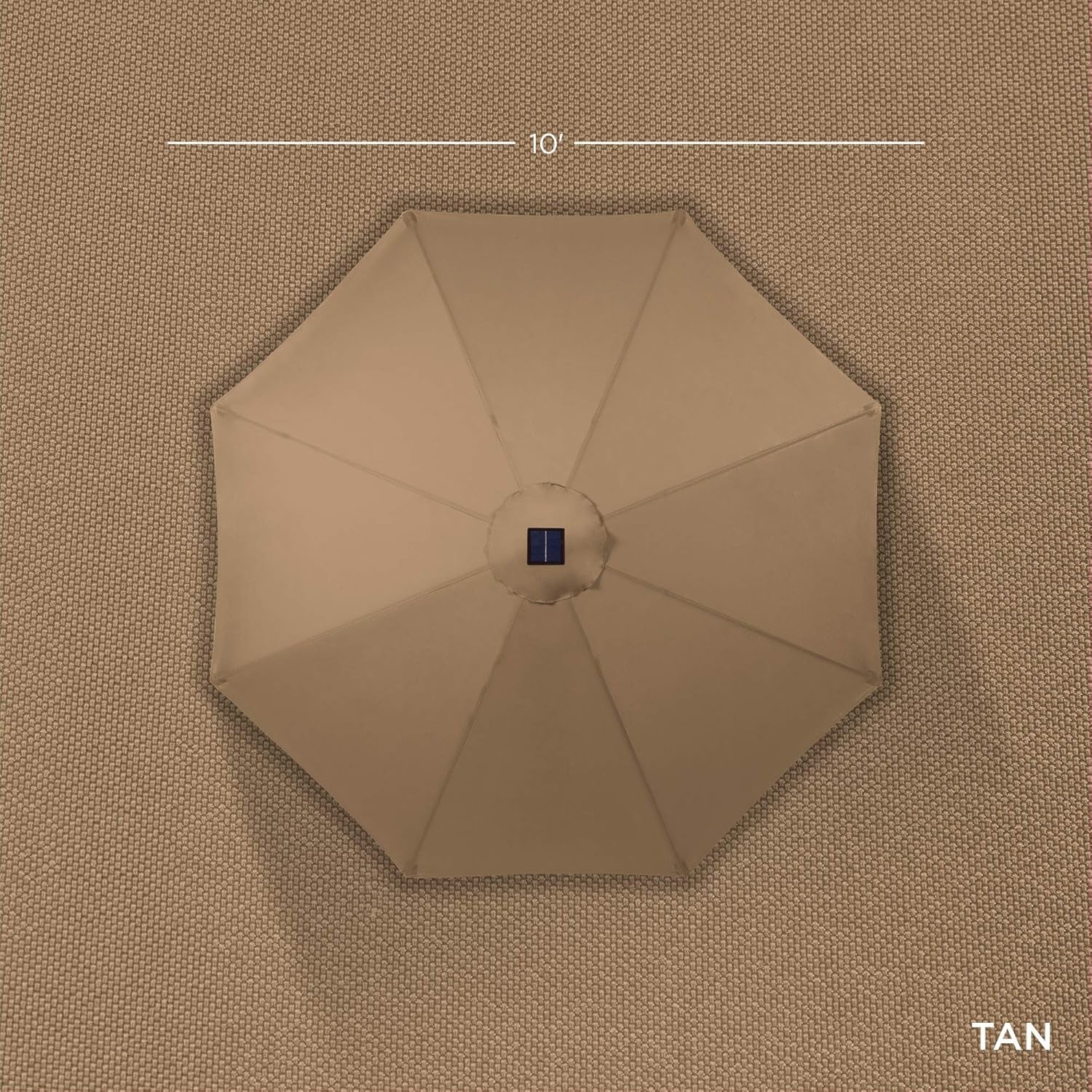10 Ft Solar LED Patio Umbrella With Tilt Adjustment And UV Resistant Fabric All Weather Use-3