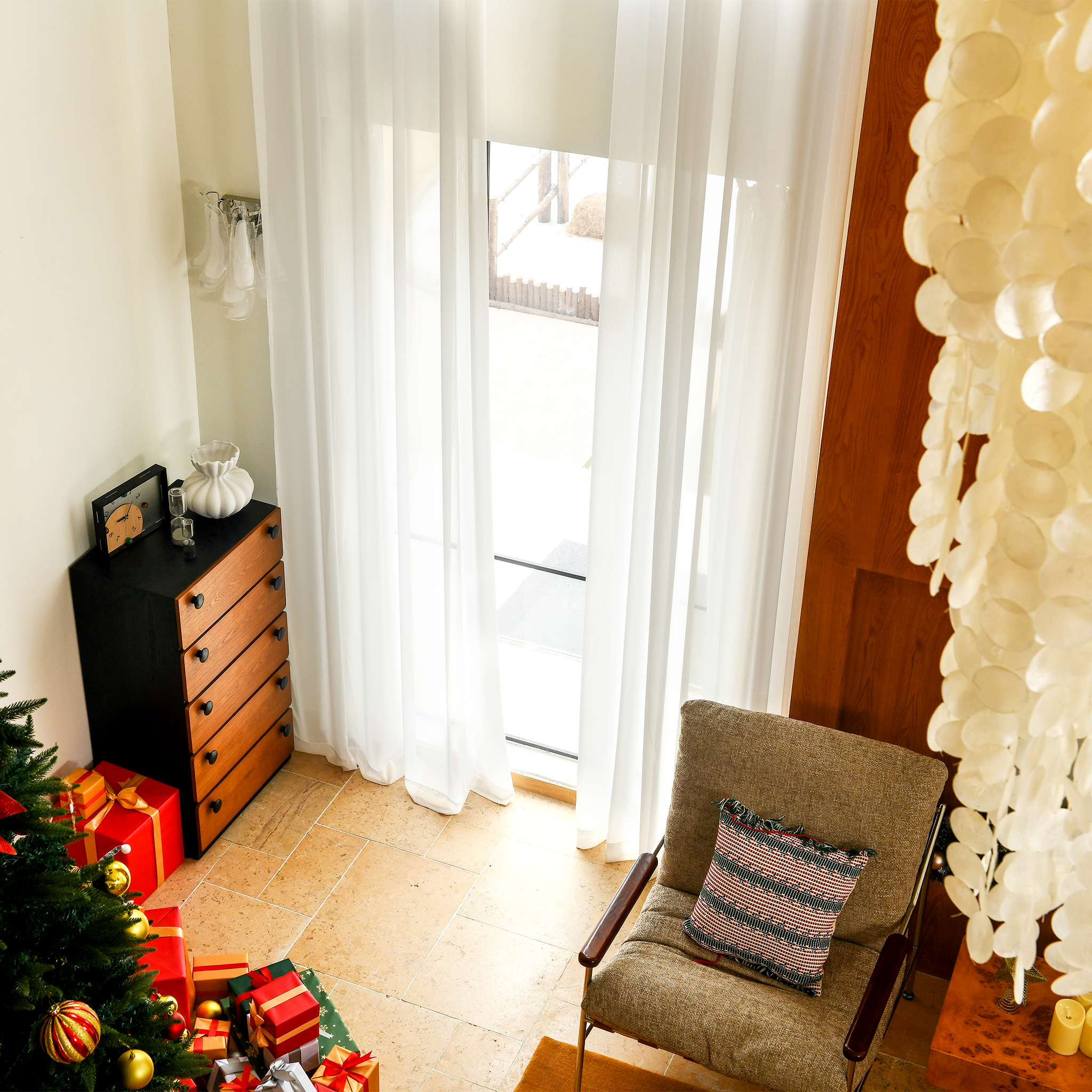 Custom Linen Texture Solid Sheer Curtains-1