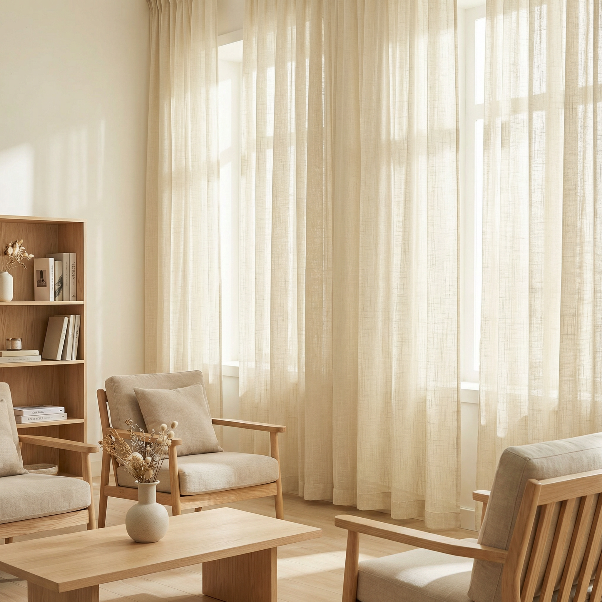 Custom Linen Sheer Solid Curtains