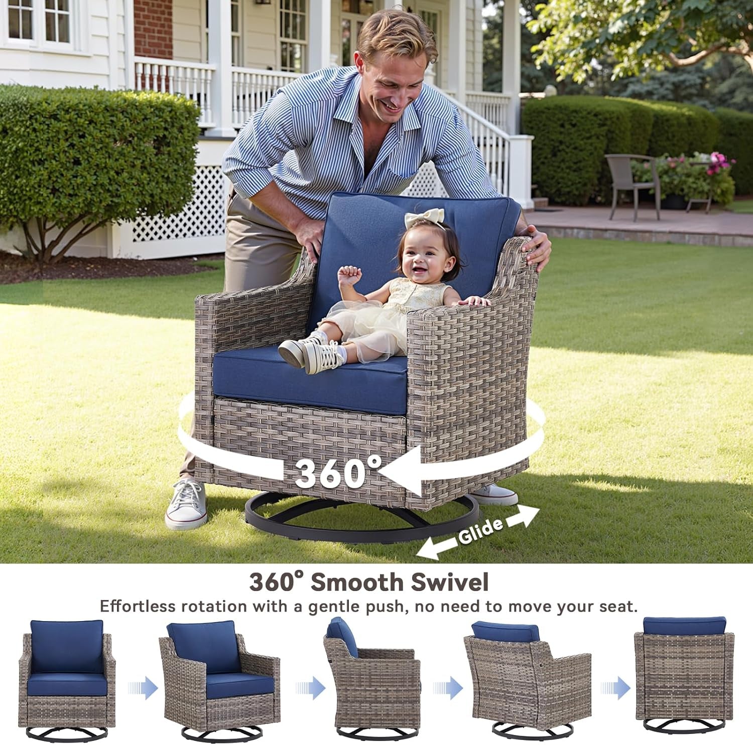 Outdoor Patio Furniture Set 5 Piece All Weather Wicker-1