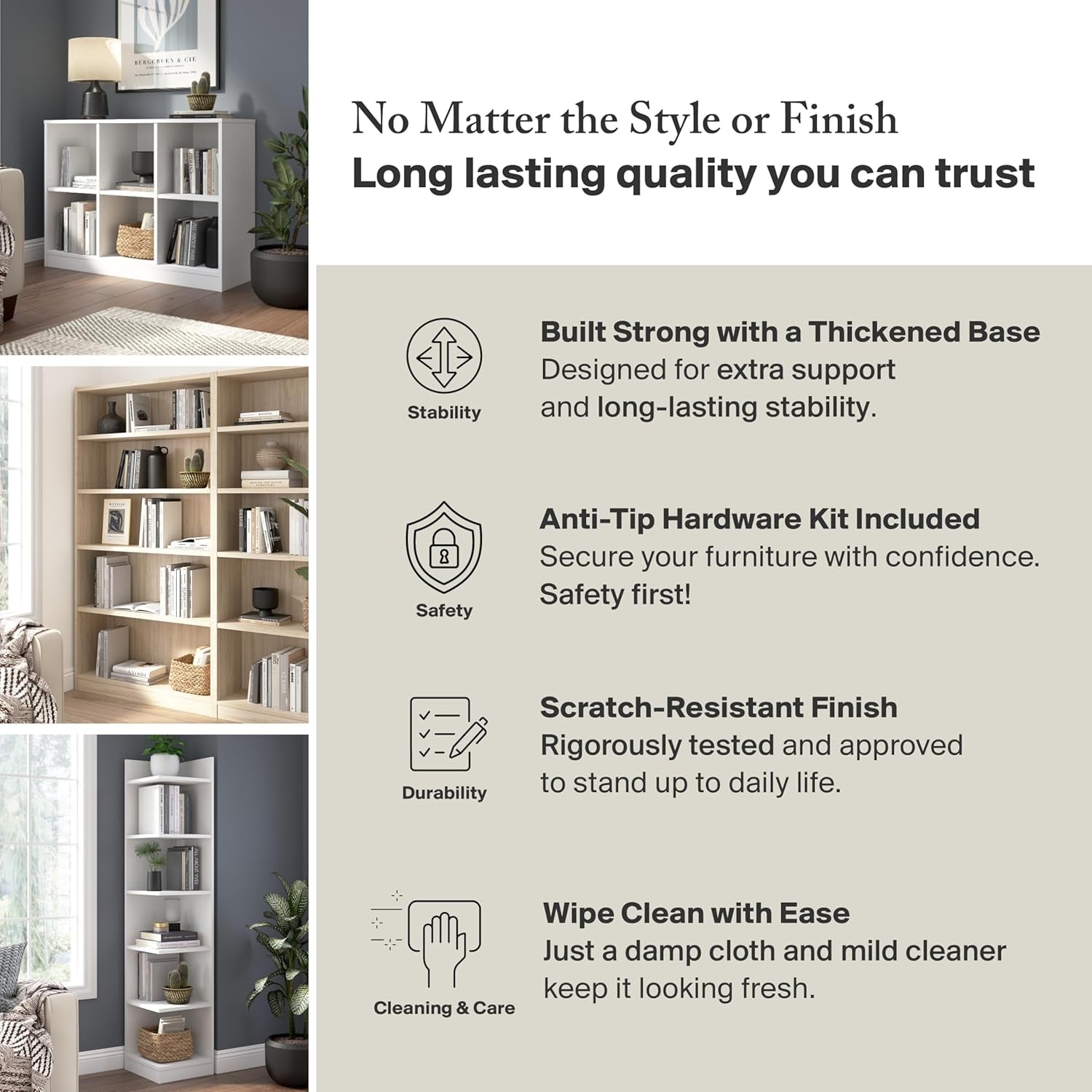 Universal Small 2 Shelf Bookcase Black Set of 2 Home Office-3