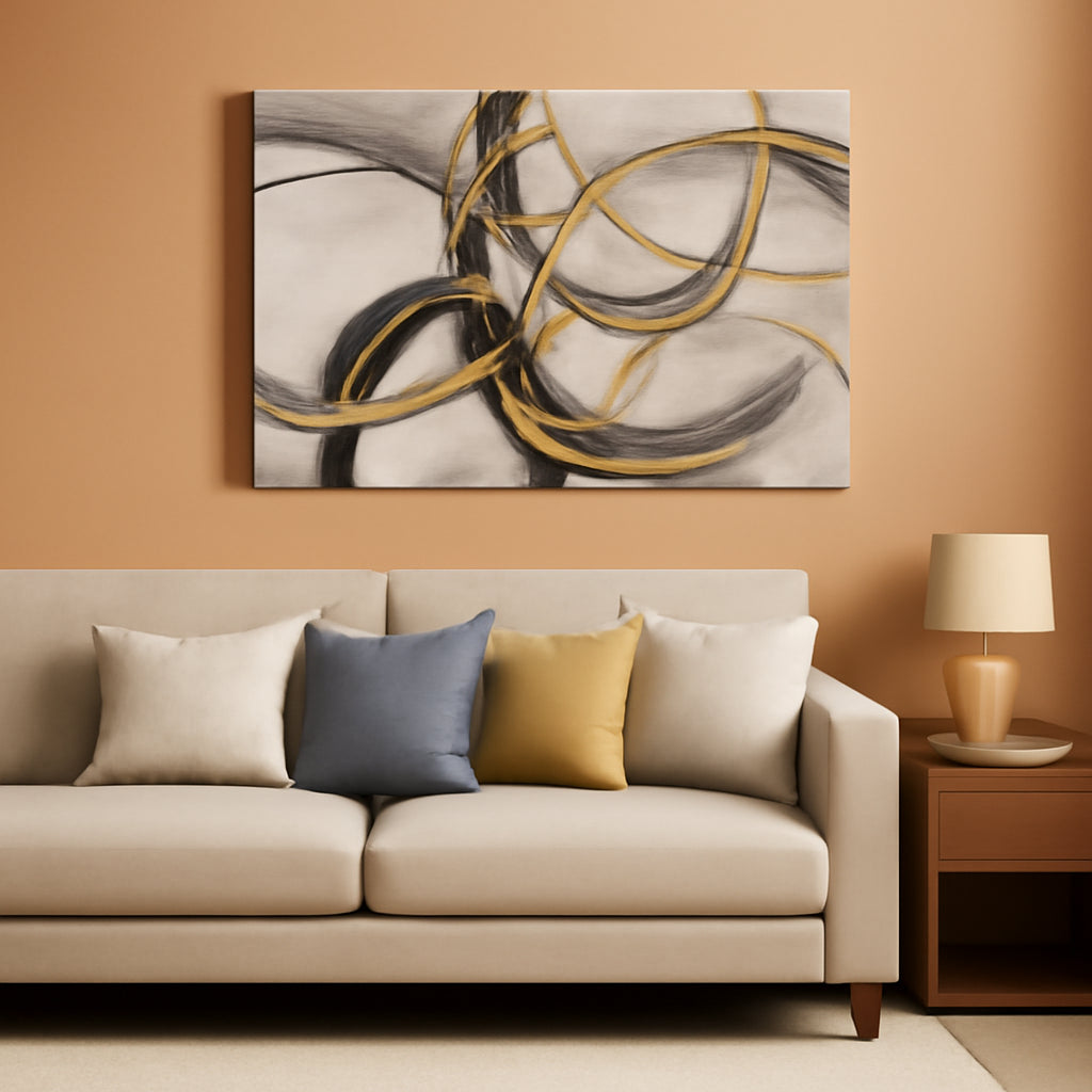 Slate Gray Metallic Abstract Canvas Wall Art 24x48 Inches-0