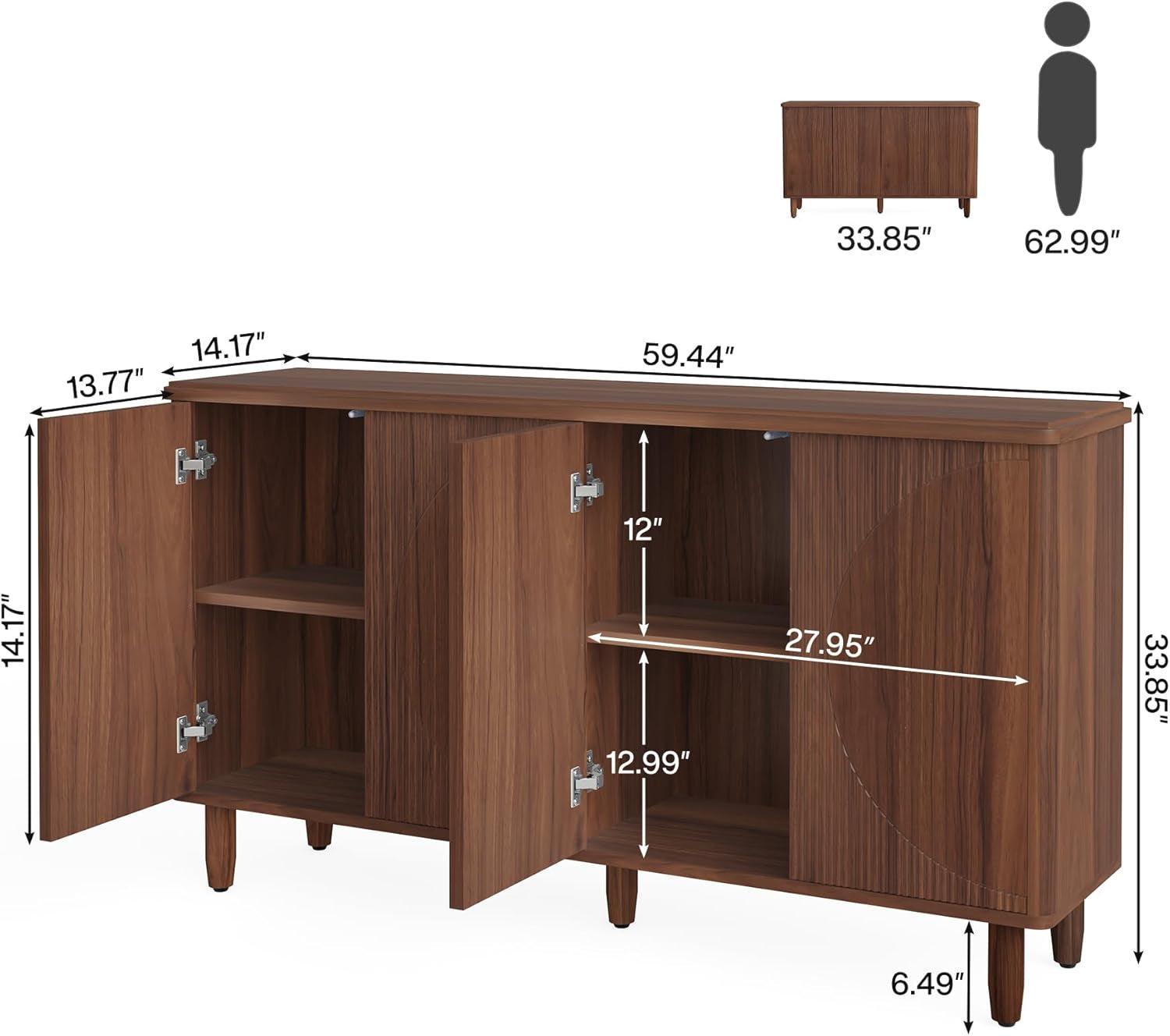 Brown Buffet Cabinet Sideboard With Storage Doors Modern-1