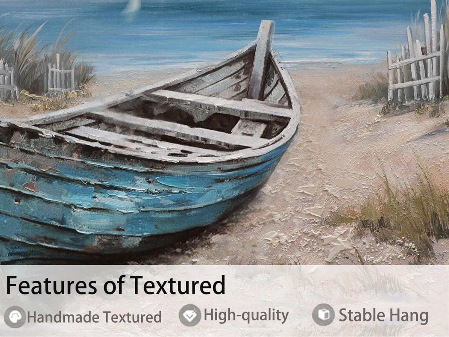 Nautical Canvas Wall Art 40x20 Inches Textured Blue-3