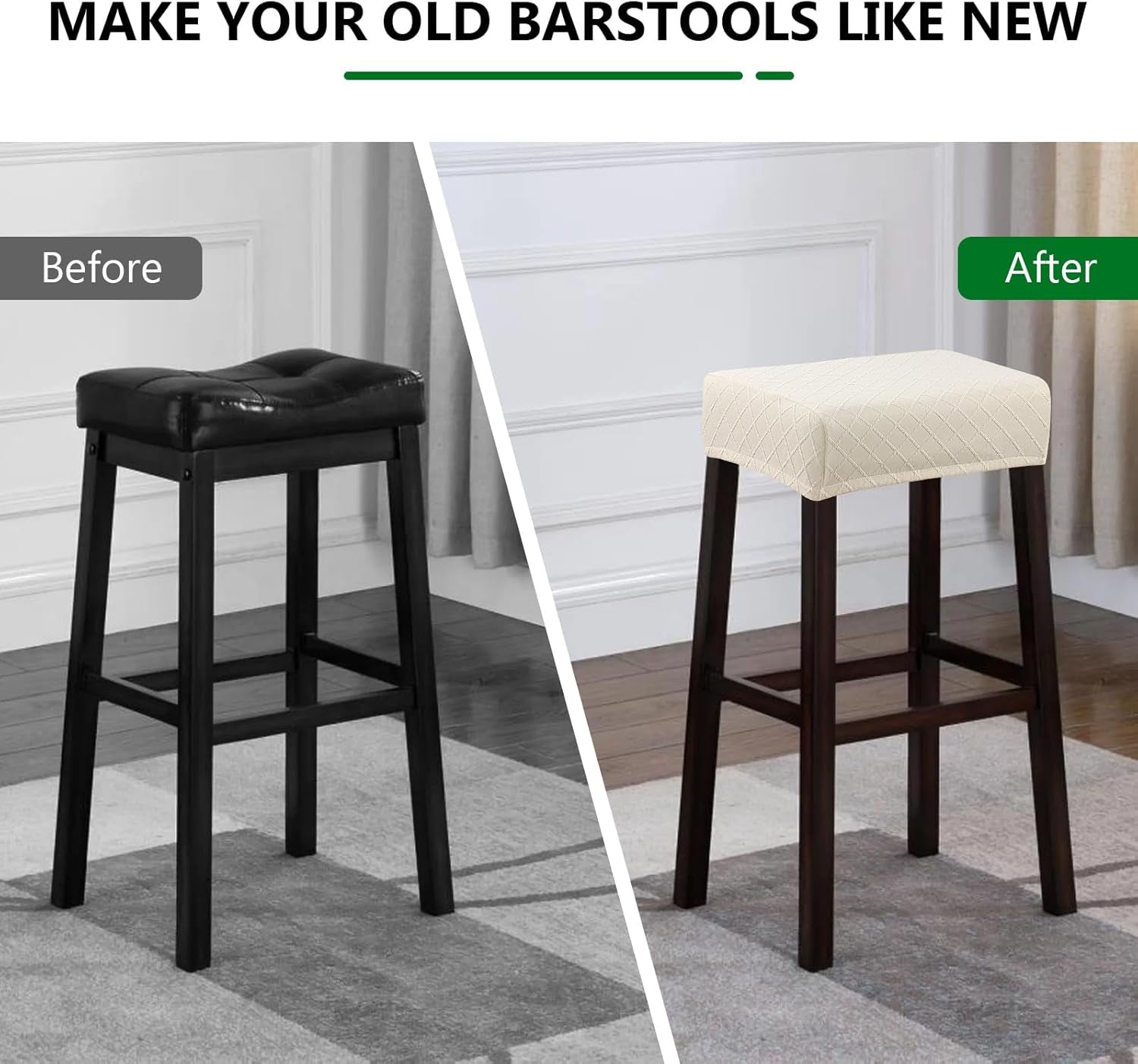 Rectangle Stool Covers 2 Pack Waterproof Stretch Bar Stools-4
