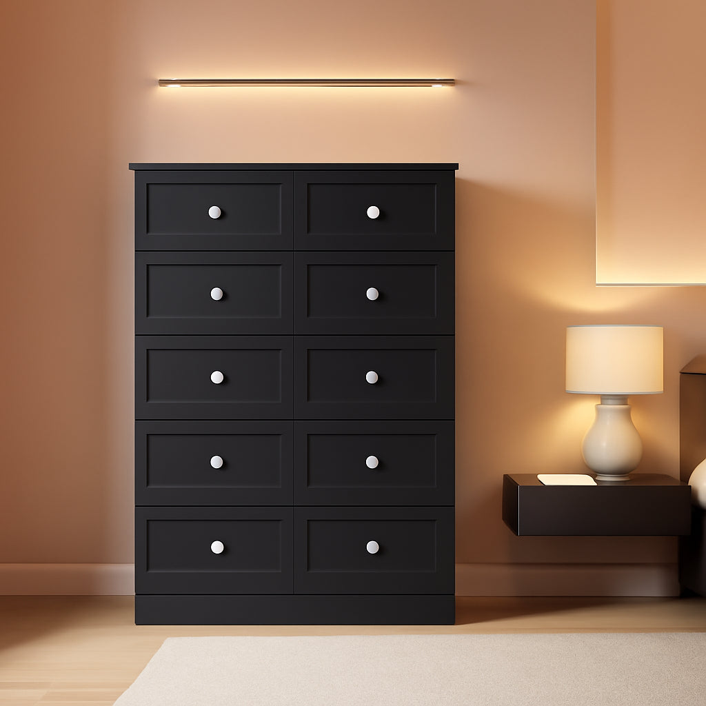 Black TwentyFourInch Fluted Dresser For BedroomSpace-0