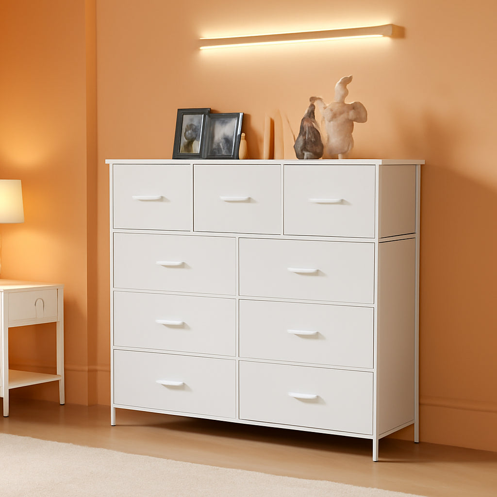 Sturdy Nine Drawer Dresser With Wardrobe Organization-0