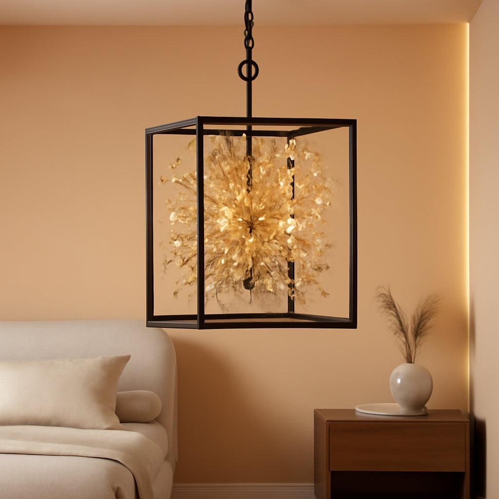 Metallic Blackened Gold Crystal Chandelier Four Light-0