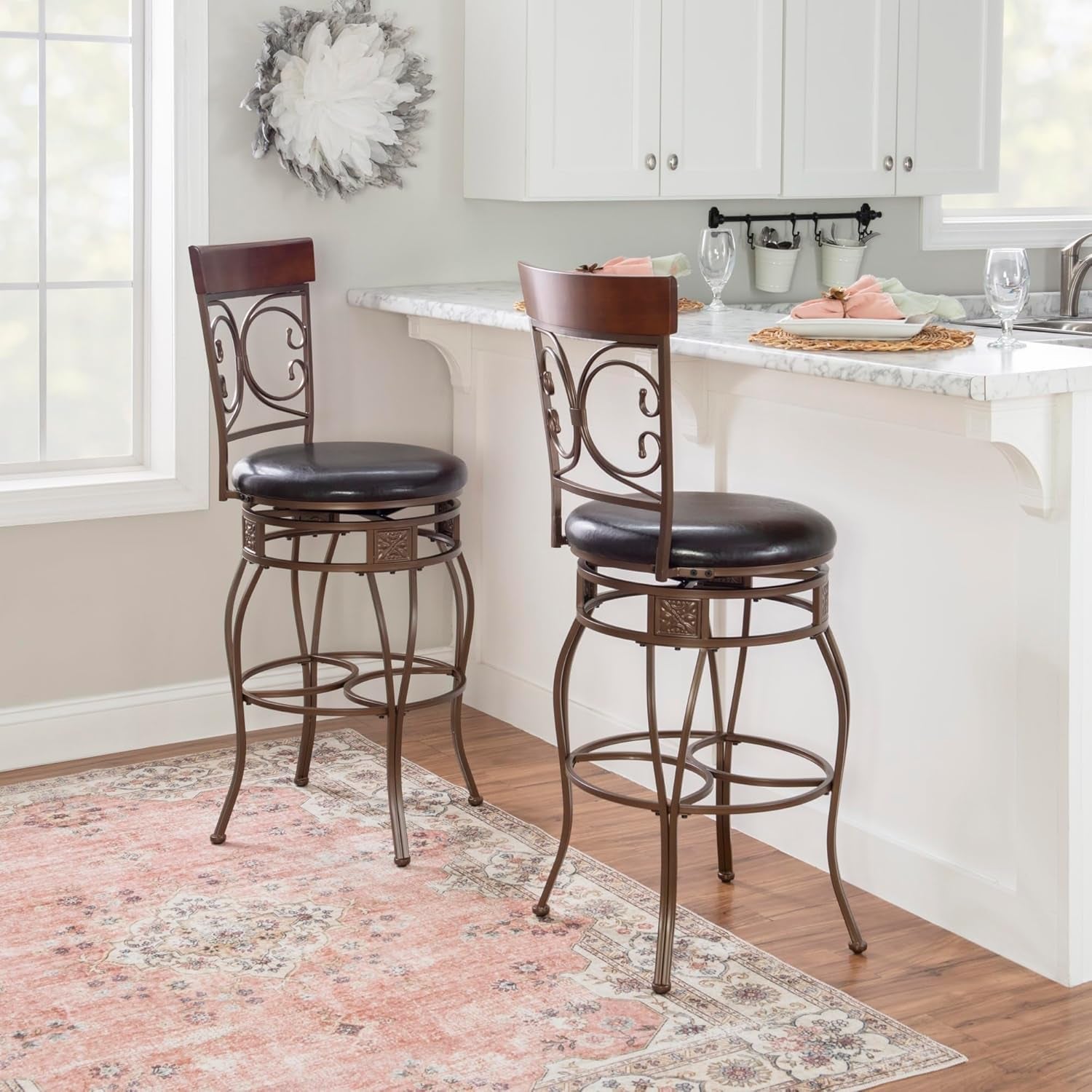 Big And Tall Bar Stool Dark Bronze Bar Height Swivel-1