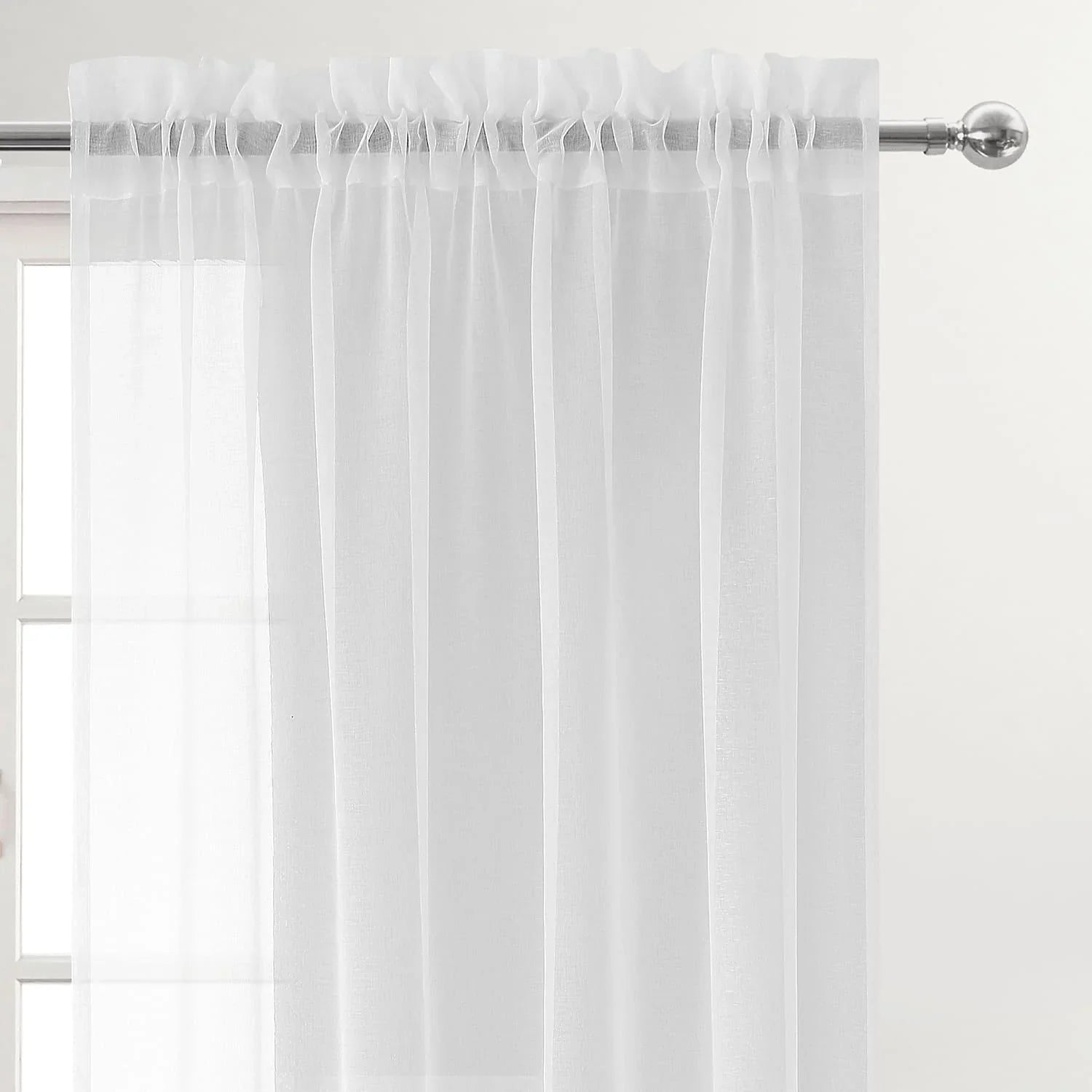 DWCN Rod Pocket Sheer Curtains, Set of 2 Panels