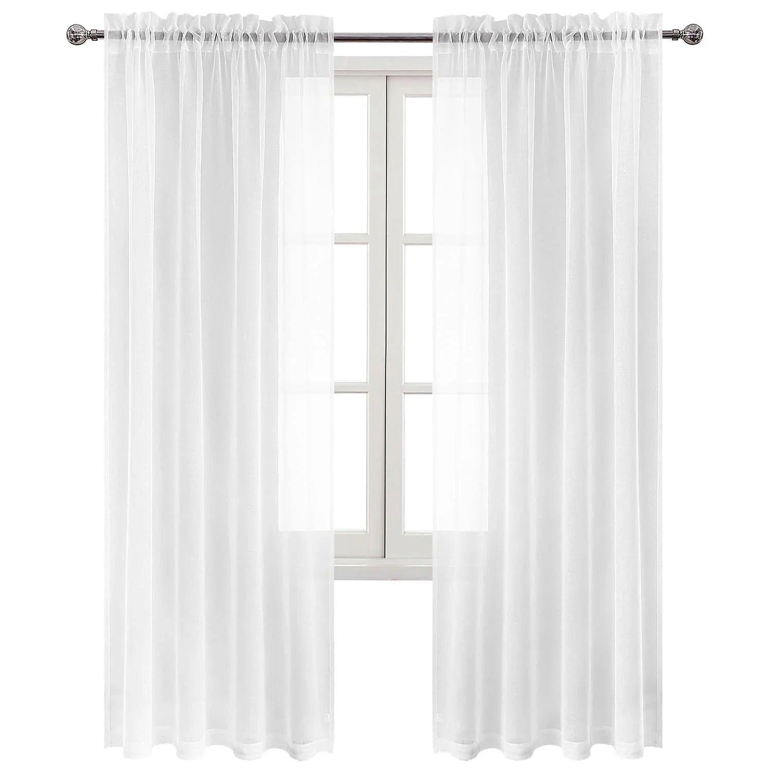 DWCN Rod Pocket Sheer Curtains, Set of 2 Panels
