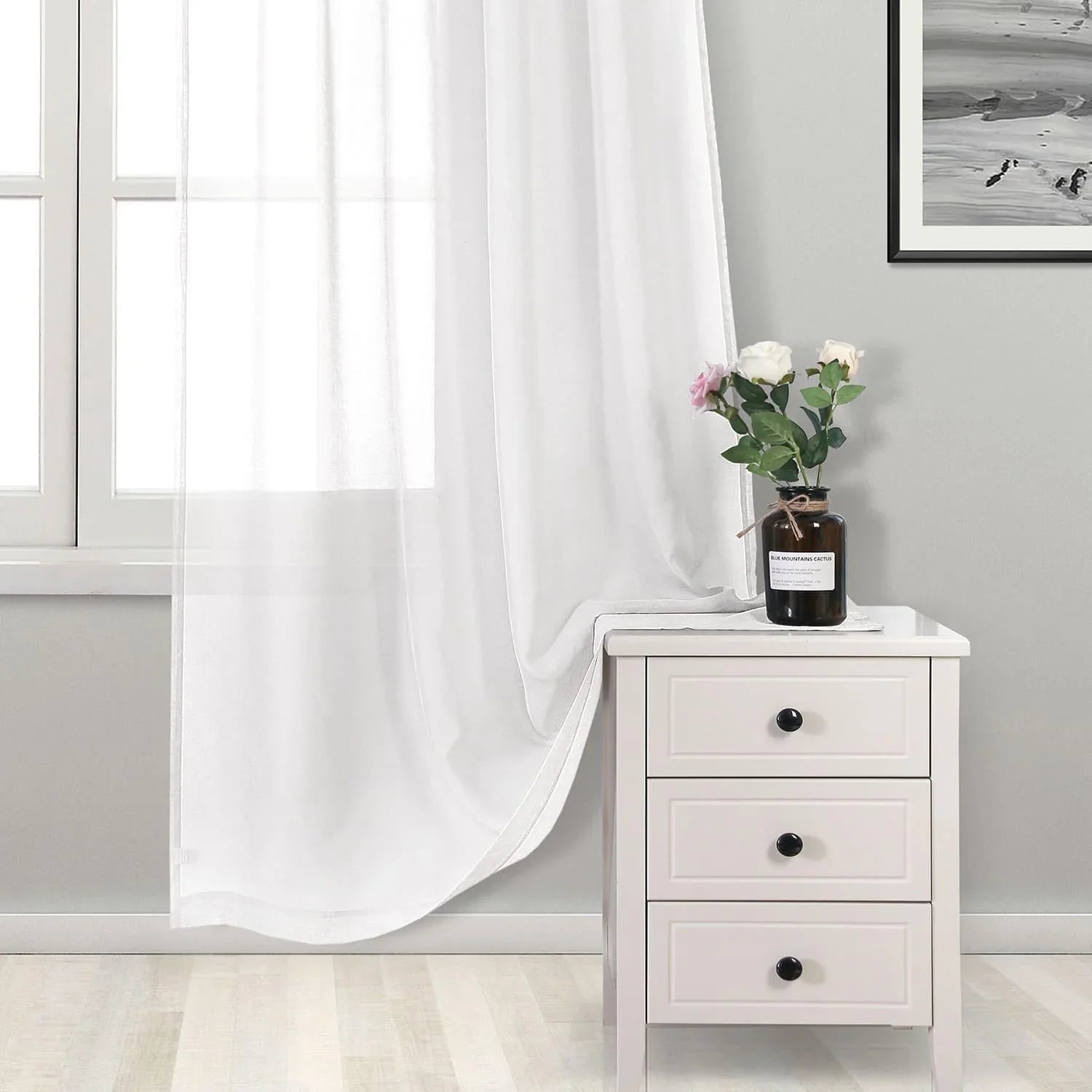 DWCN Rod Pocket Sheer Curtains, Set of 2 Panels