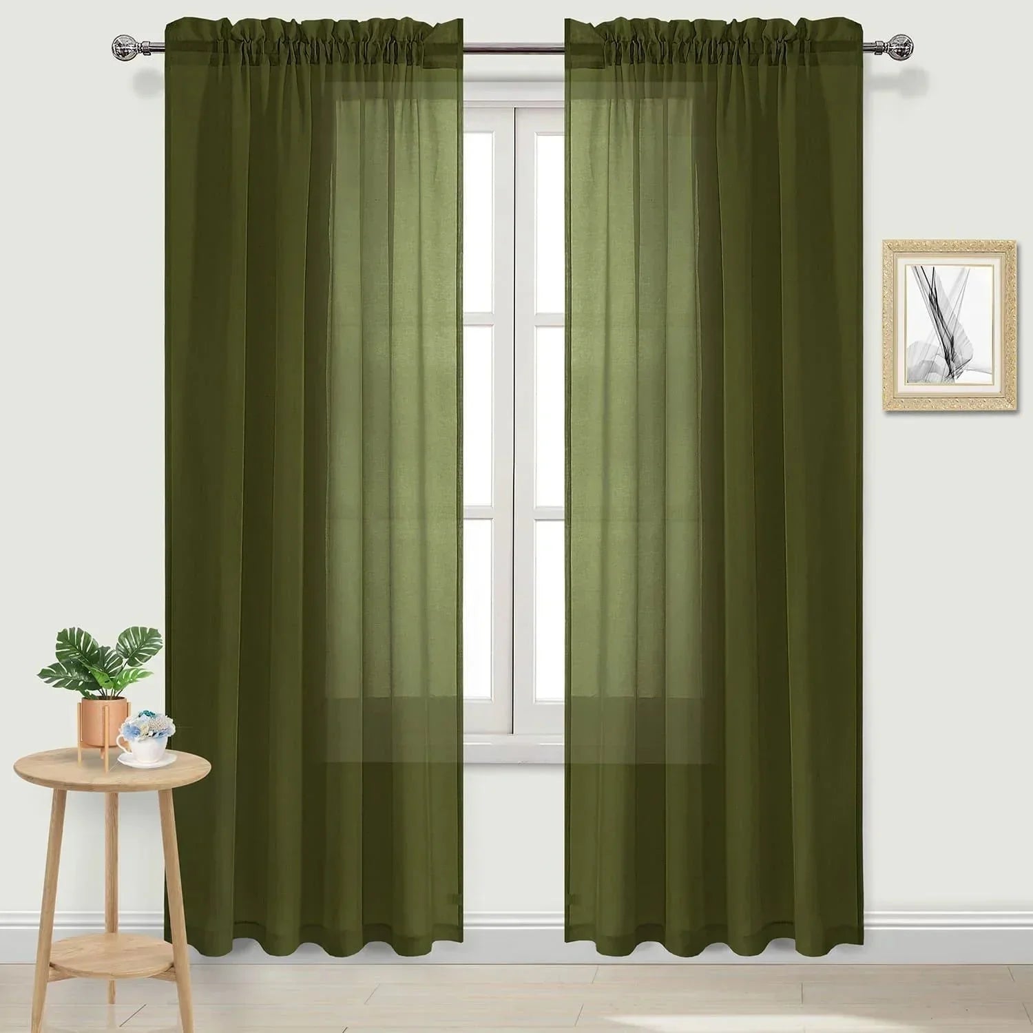 DWCN Rod Pocket Sheer Curtains, Set of 2 Panels