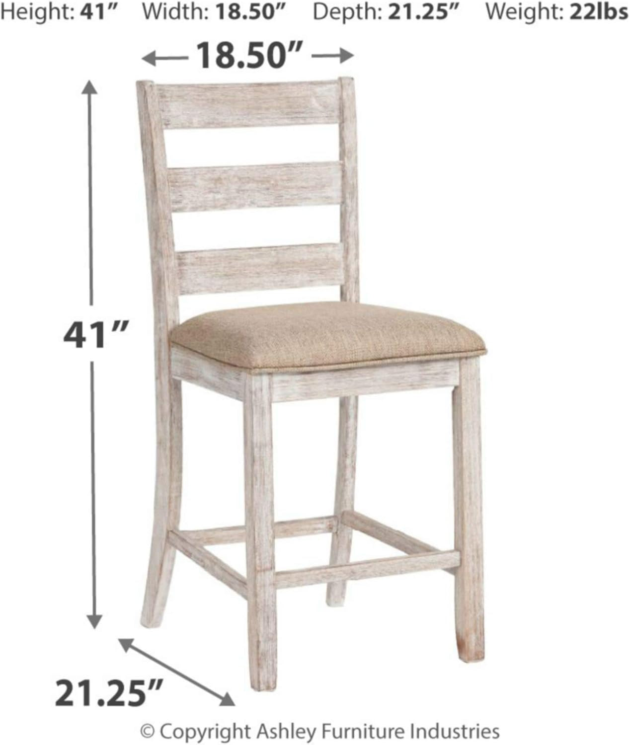 Skempton 24in Counter Height Bar Stool Antique White-2