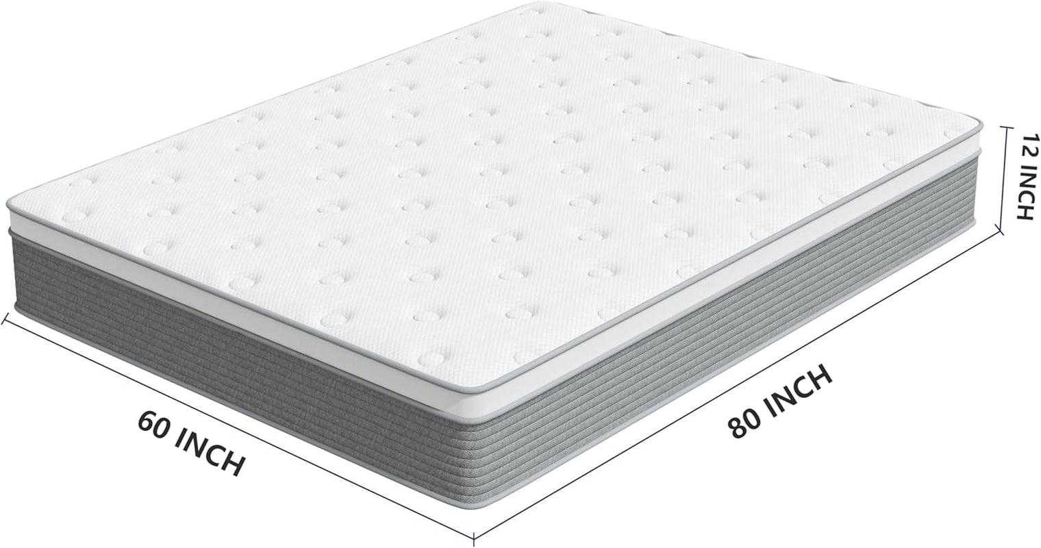 12 Inch Queen Hybrid Mattress With Memory Foam And Springs-1