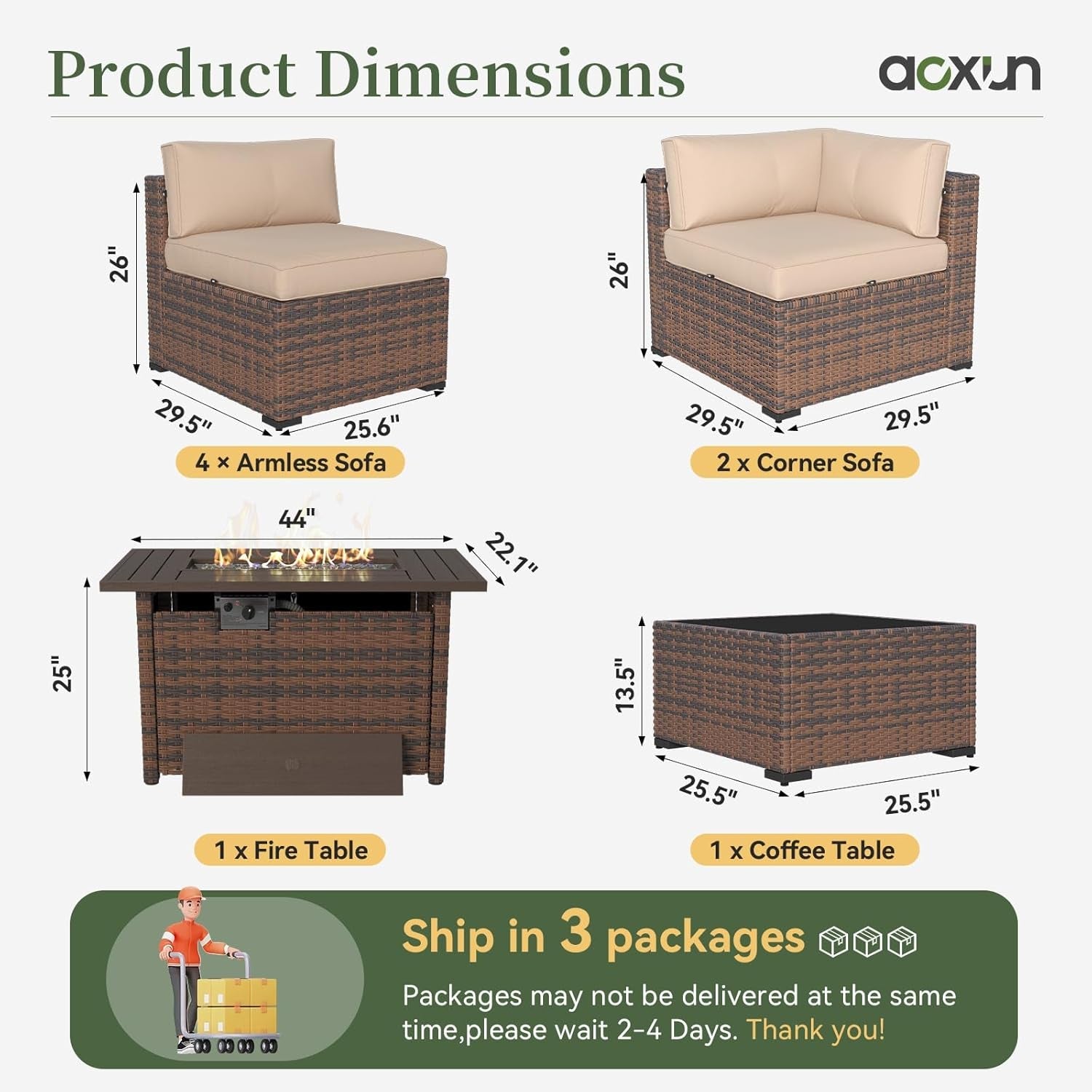 Eight Piece Outdoor Patio Furniture Set with Fire Pit-1