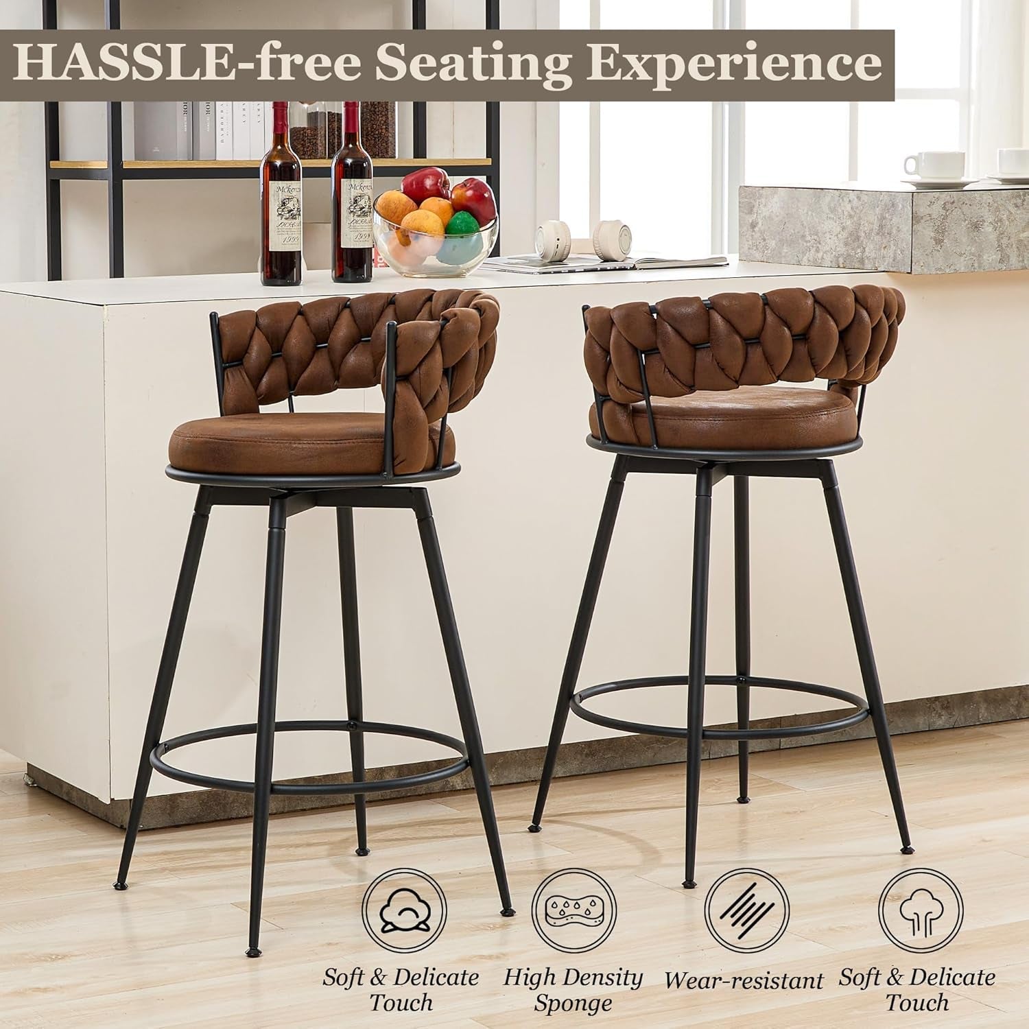 Modern Swivel Bar Stools Set of Two Stylish Design-3