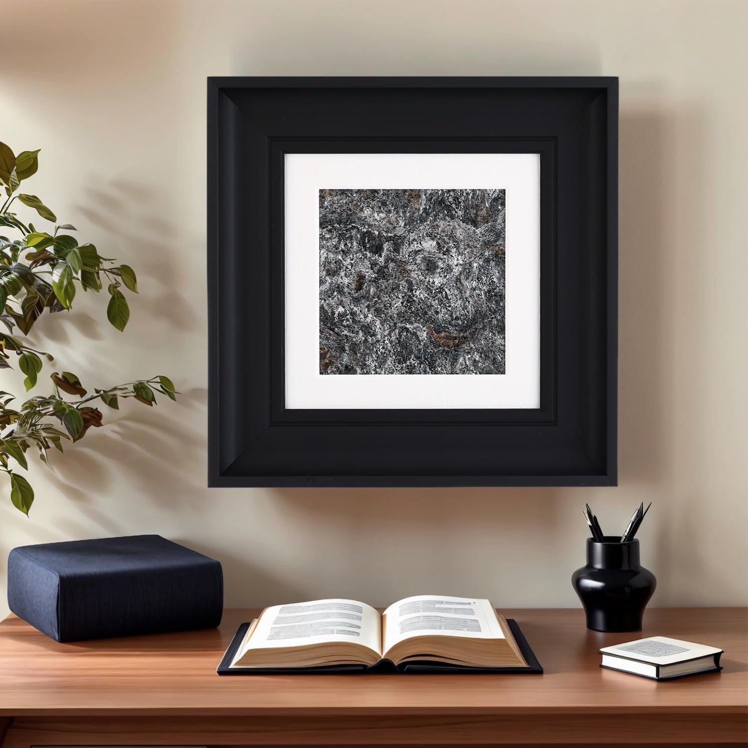 Framed Premium Natural Marble Wall Art 14x14 Inches-4