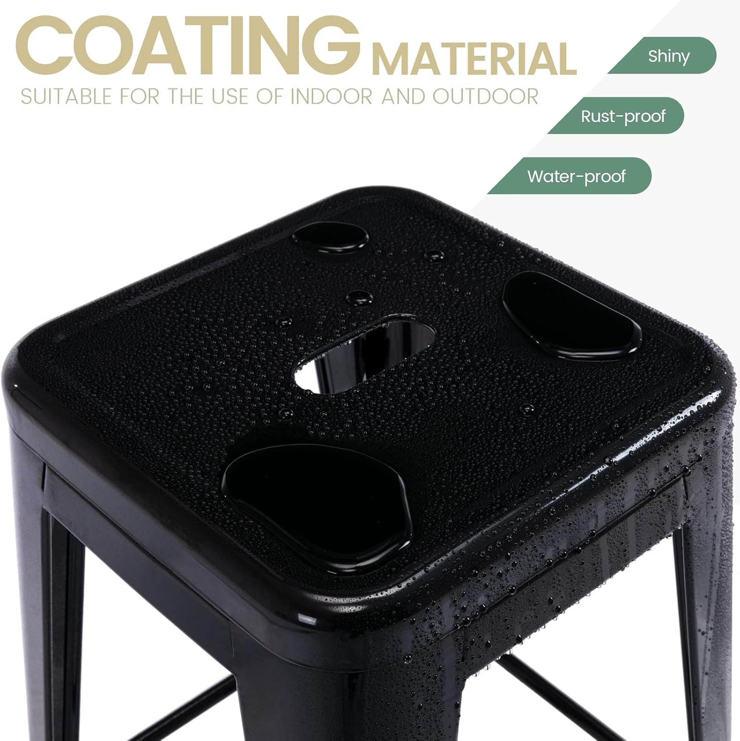 24" Bar Stools Black Backless Metal Barstools Indoor-Outdoor Counter Height Stools with Square Seat, Set of 2 - VF1571001-3