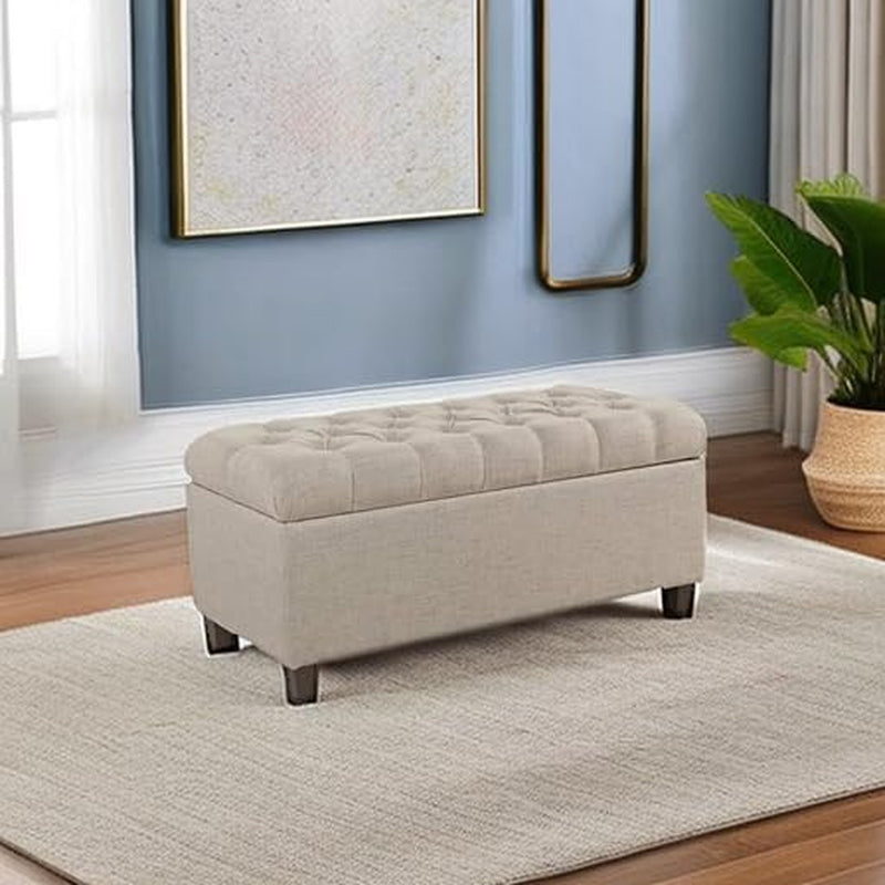 Tufted ExtraLarge Storage Ottoman Bench Hinged Lid-1