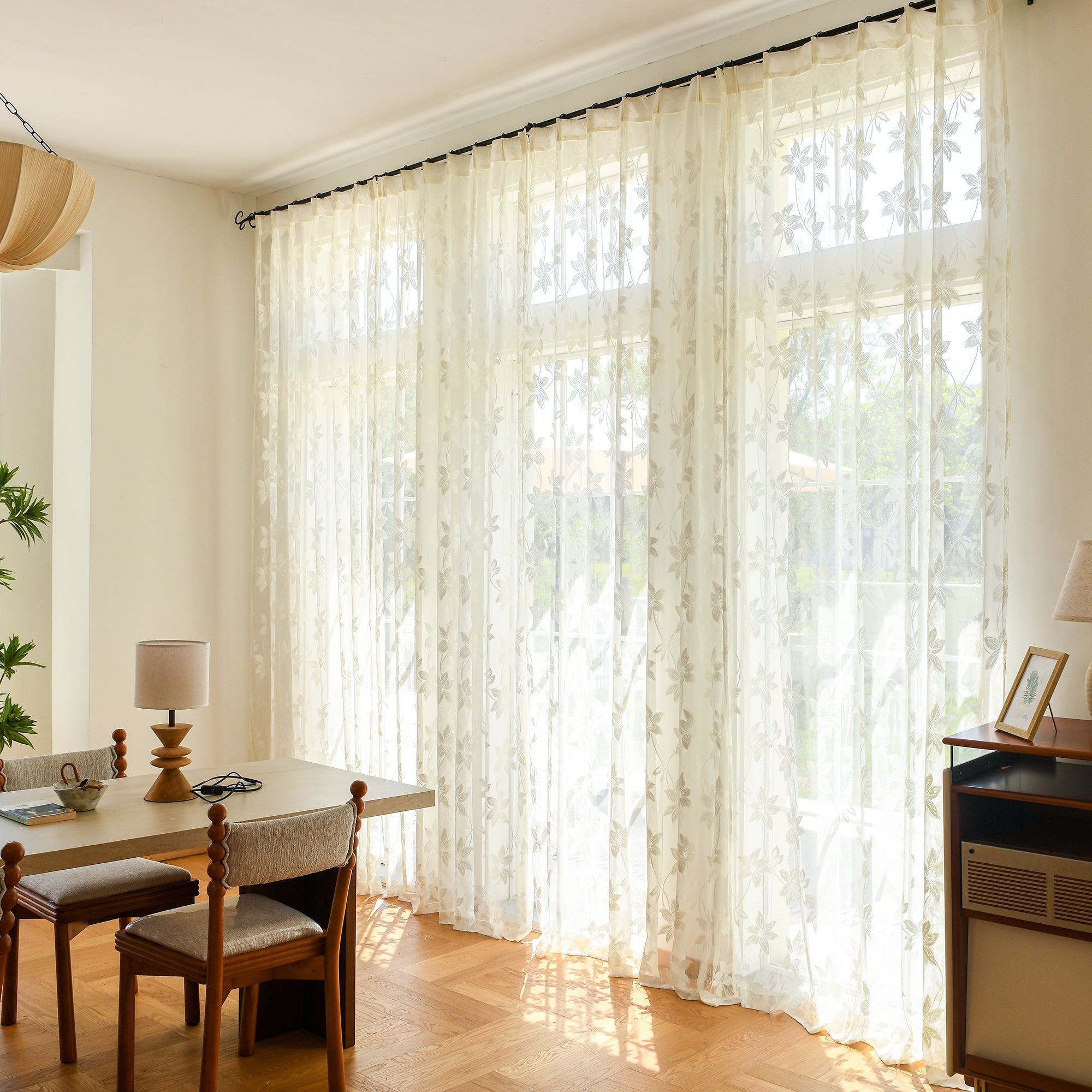 Custom Semi-Sheer Lace Voile Curtains-1