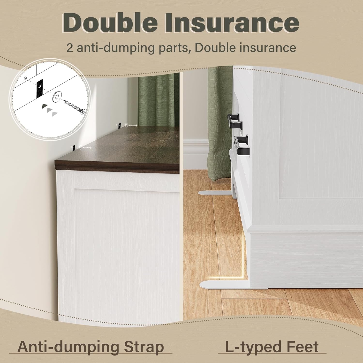 Modern FarmhouseStyle Seven Drawer Dresser White Brown-3