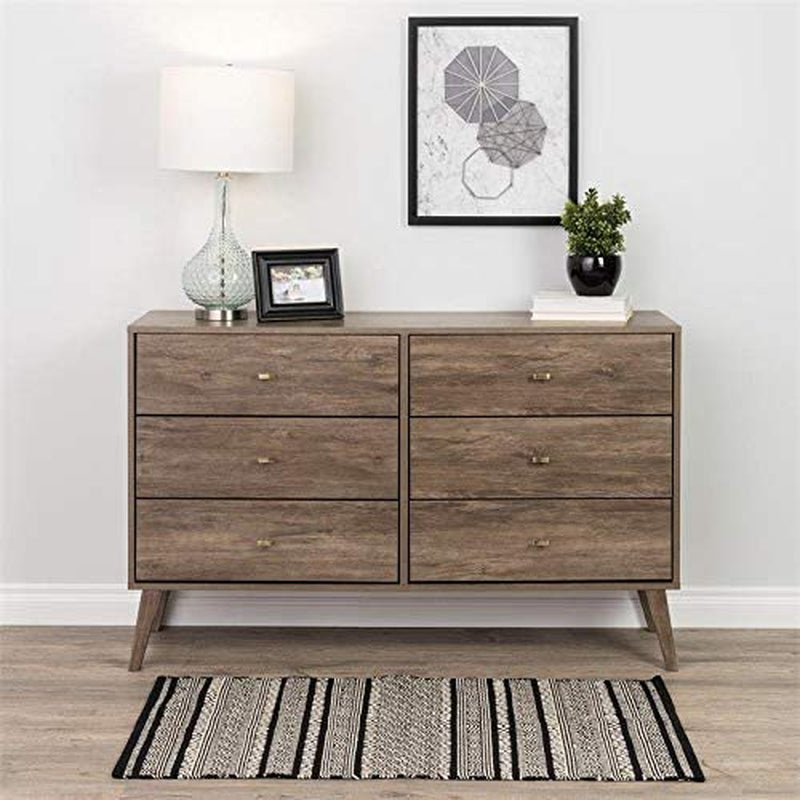 Mid-Century 6-Drawer Dresser, Drifted Gray-0