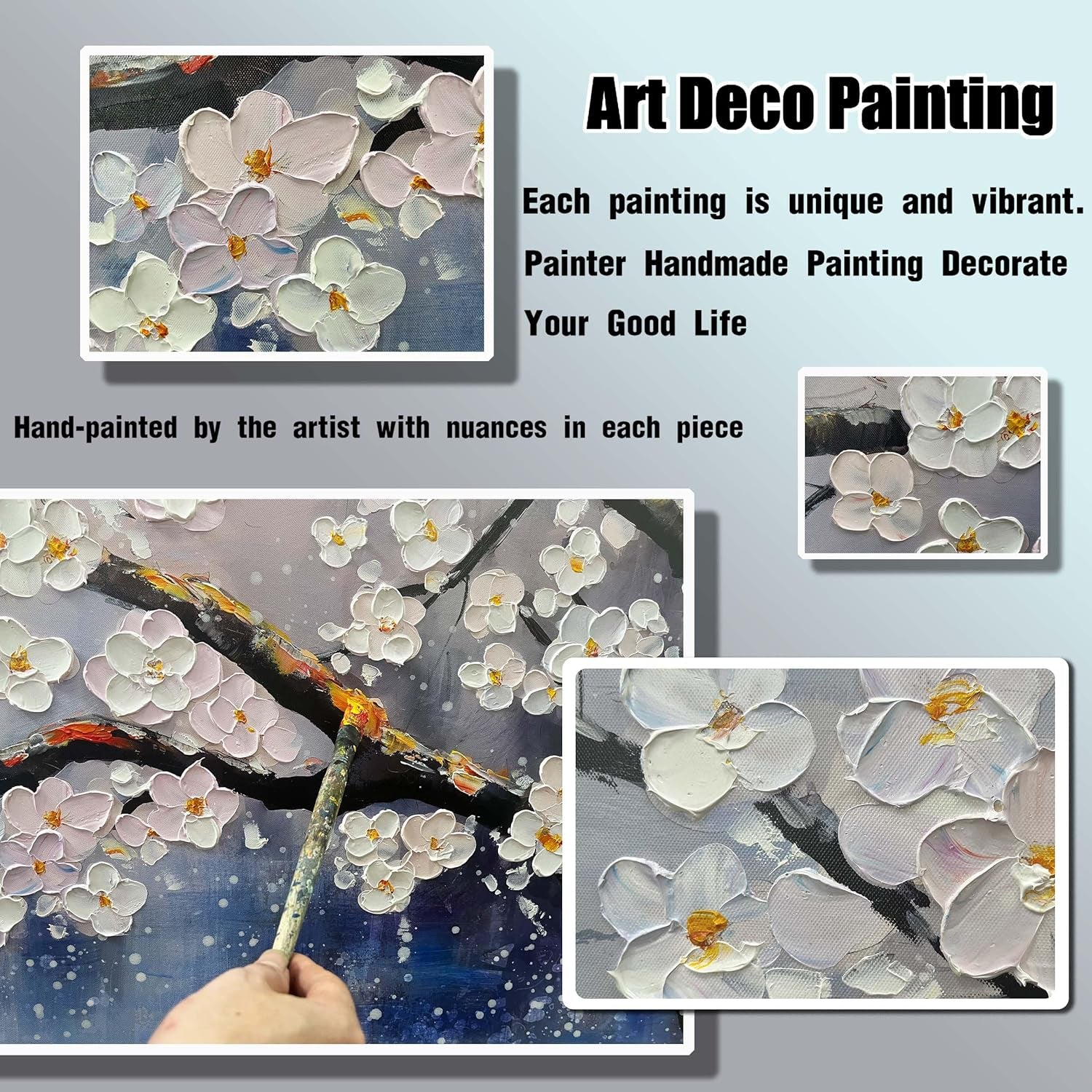 Blue White Plum Blossom Wall Art Twent yBy Forty Inches-1