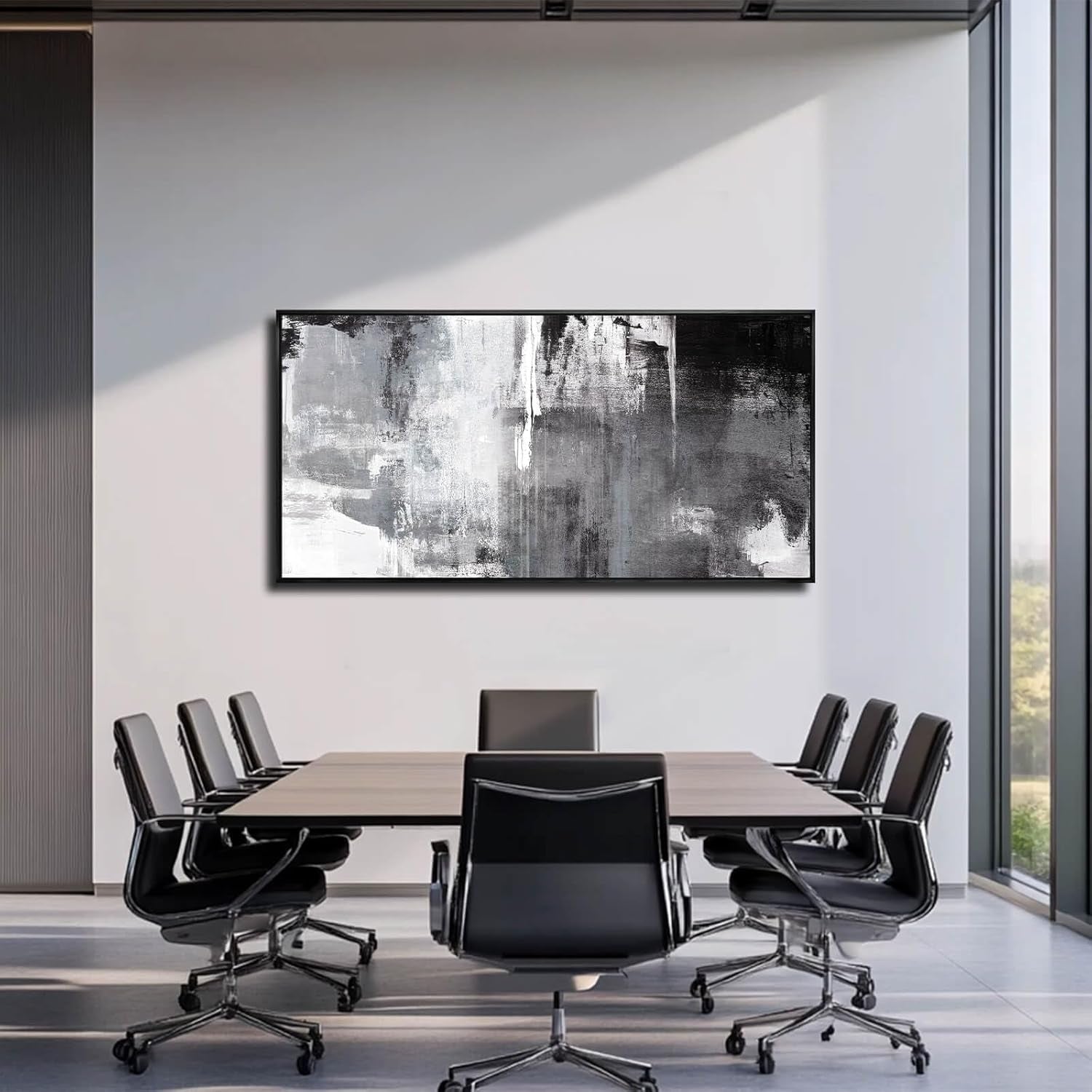 Contemporary Monochrome Abstract Wall Art Canvas 30x60-2