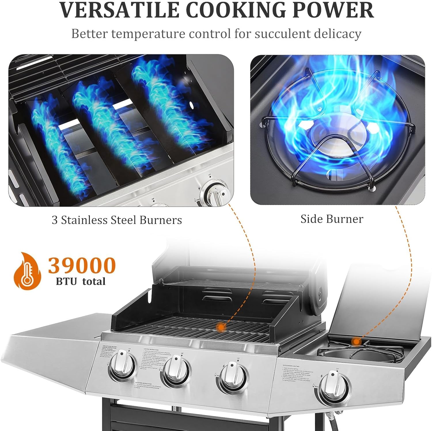 Three Burner Propane Grill With Built In Thermometer