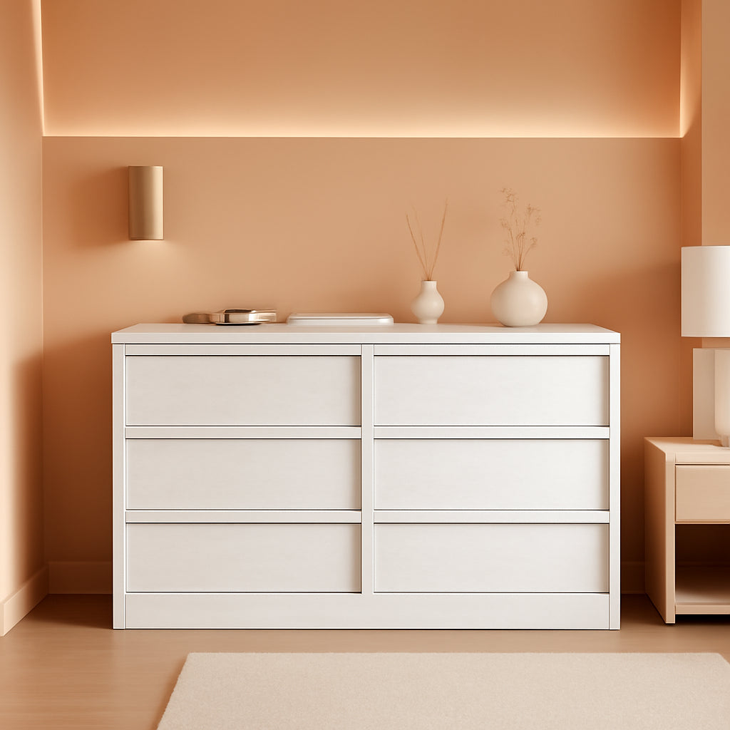 Antique White 47 Inch Six Drawer Dresser For Bedroom-0