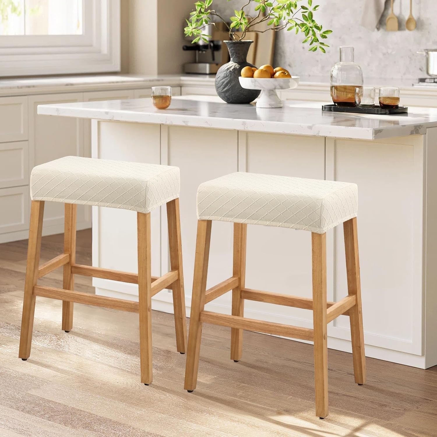 Rectangle Stool Covers 2 Pack Waterproof Stretch Bar Stools-1