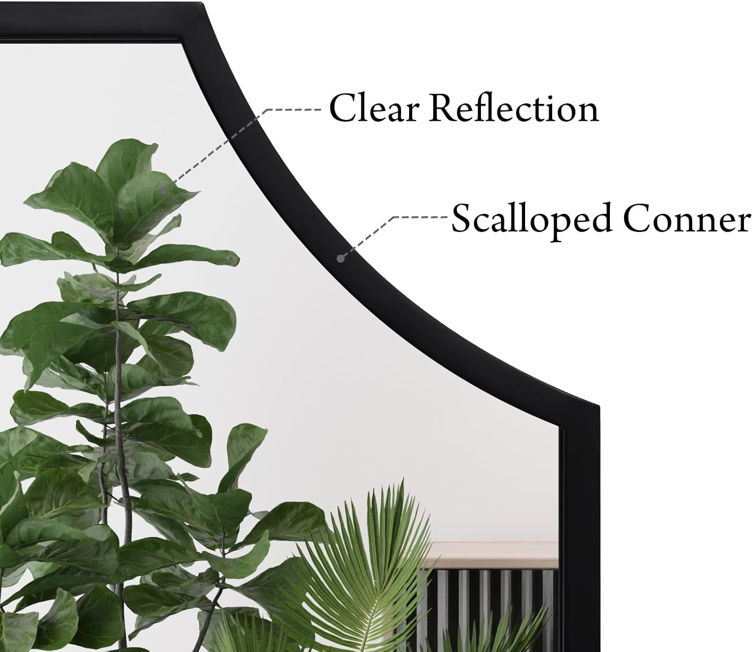 Black Scalloped Wall Mirror 30x40Inch Aluminium Frame-4