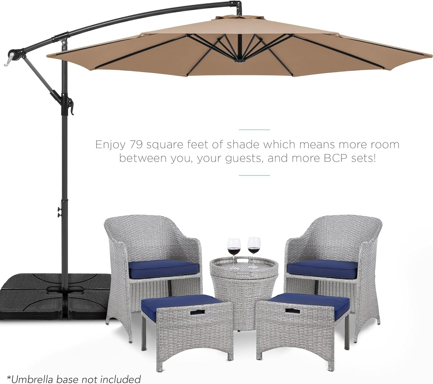 10 Ft Offset Patio Umbrella With Easy Tilt Adjustment And 8 Ribs Polyester Shade For Backyard Poolside-1