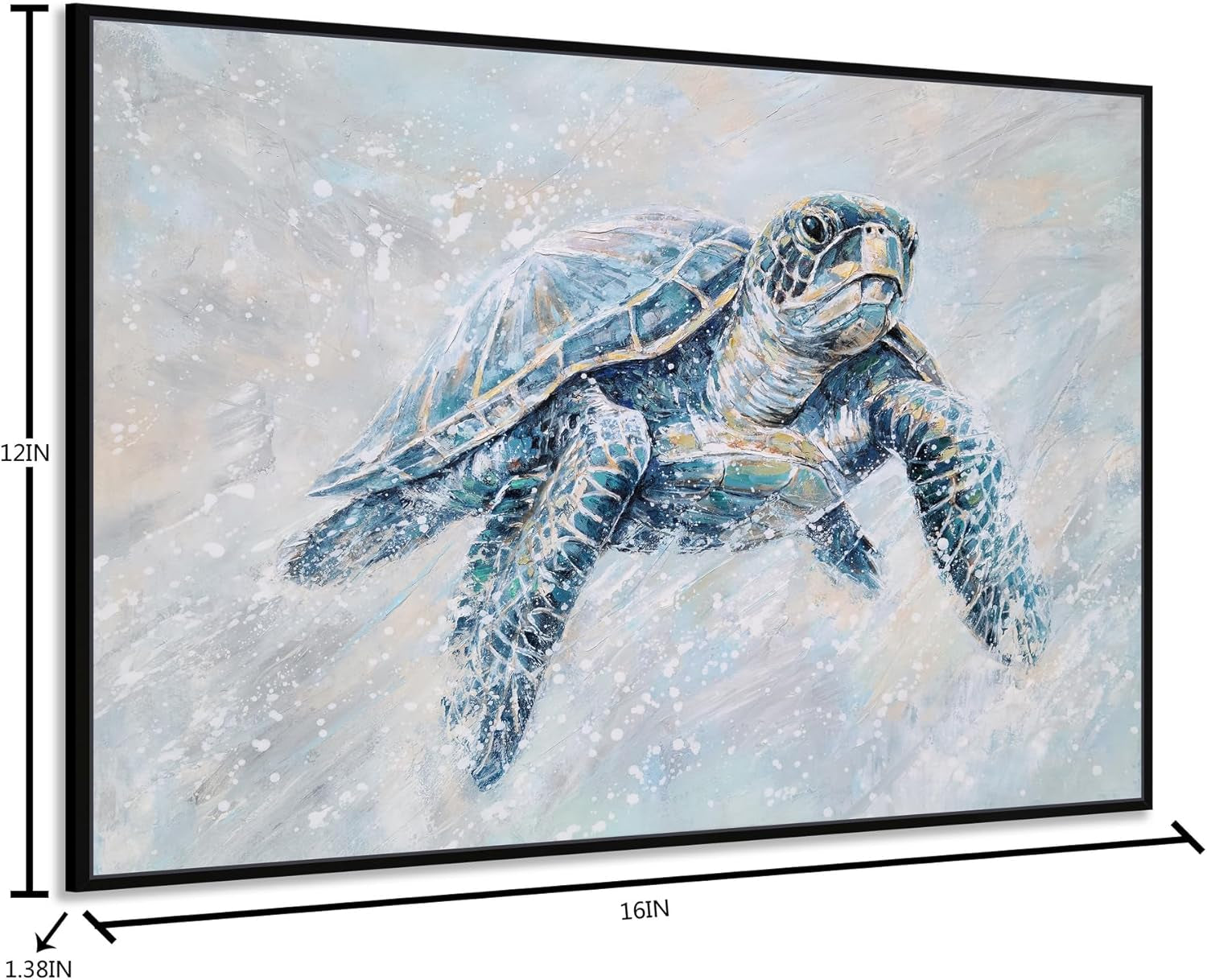 Coastal DeepIndigoBlue Seascape Turtle Canvas Wall Art-2