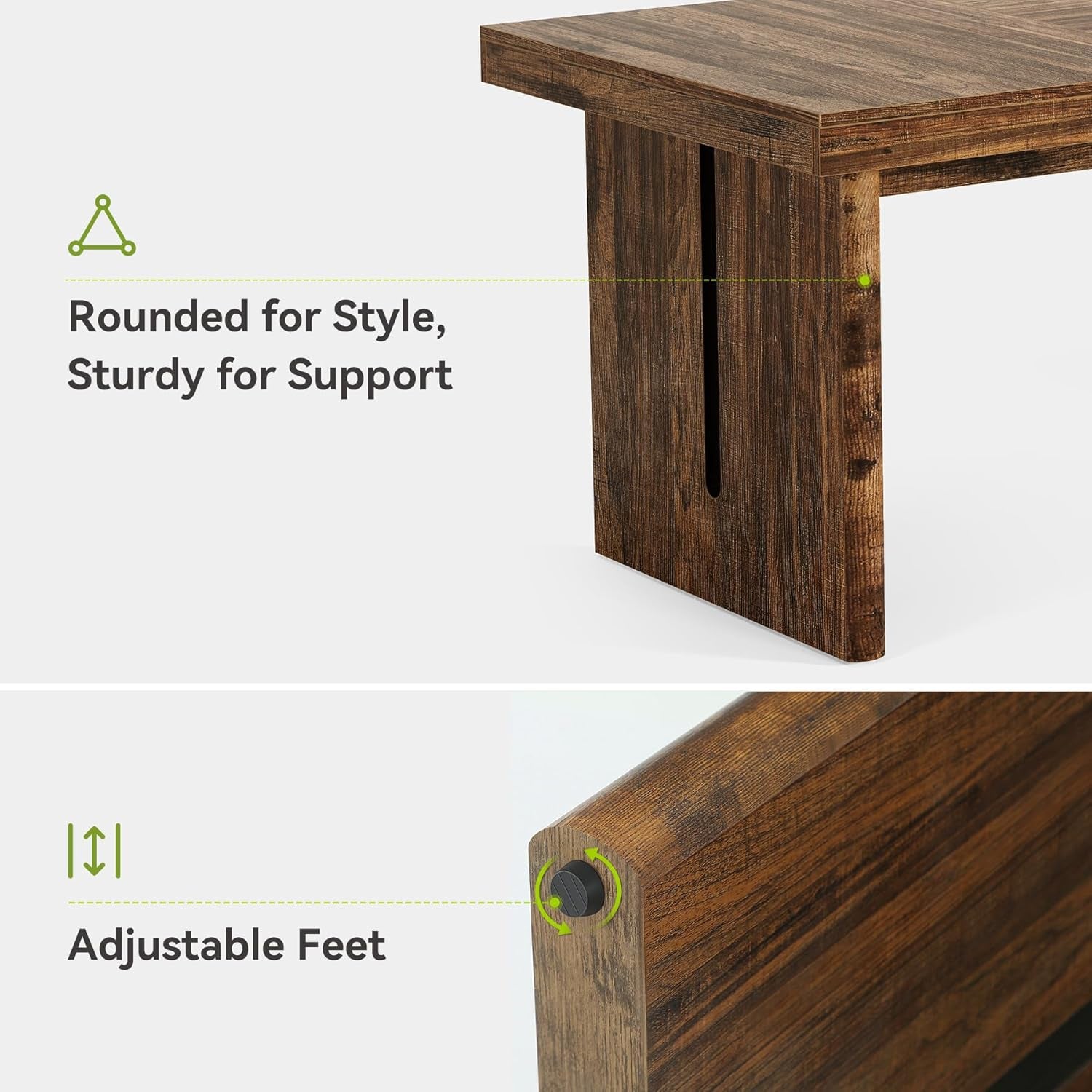 70.8 Inches DeepBrown Rustic Farmhouse Dining Table-3