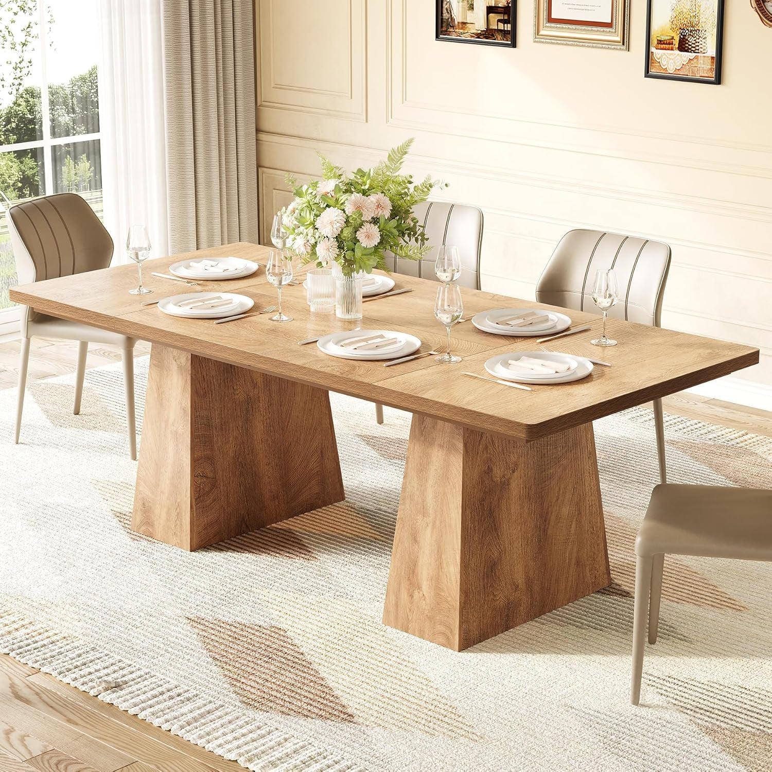 Oak Dining Table For 6 With Scratch Resistant Coating-4